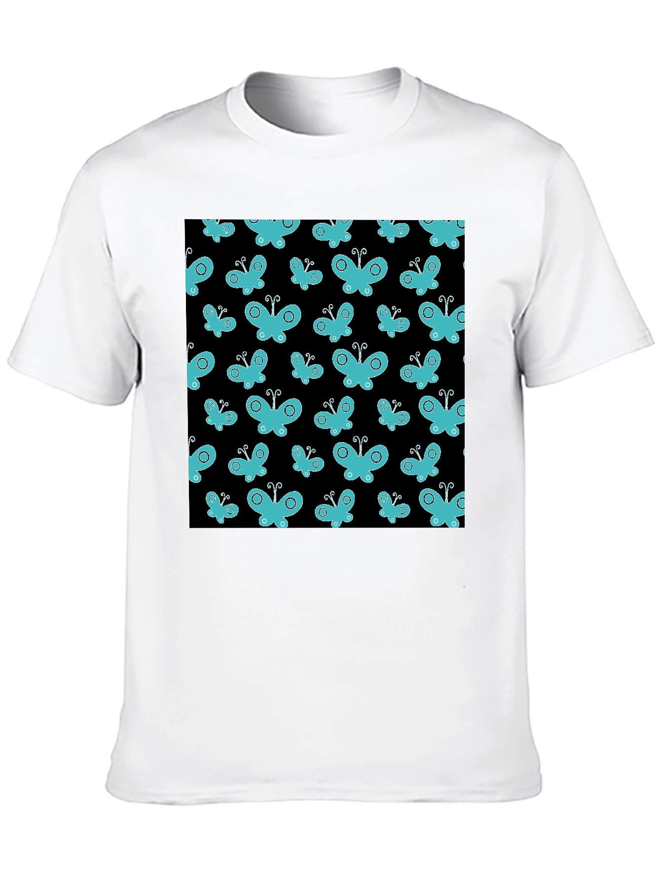 Butterfly Pattern T-Shirt - Black Cotton Tee