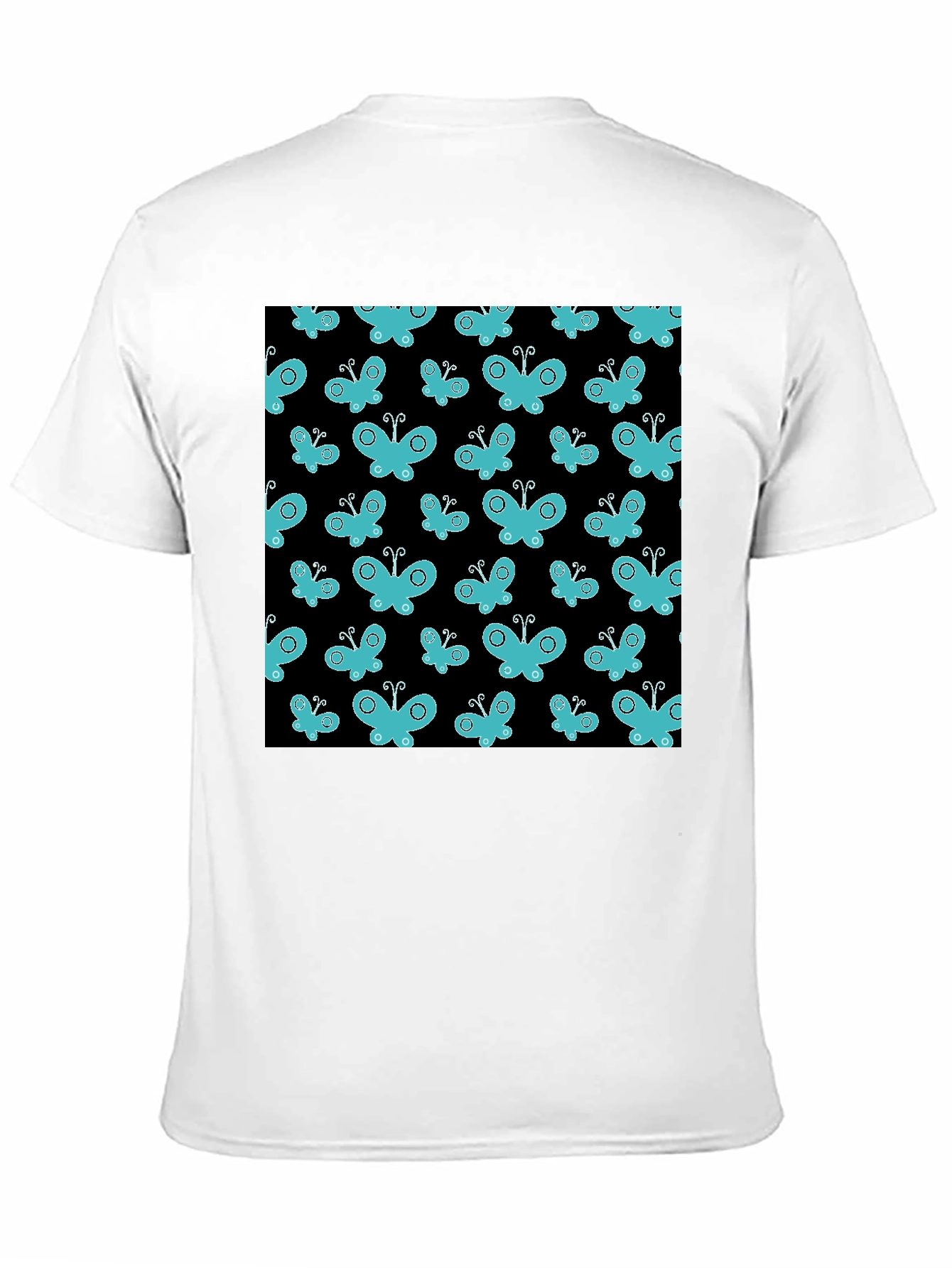 Butterfly Pattern T-Shirt - Black Cotton Tee