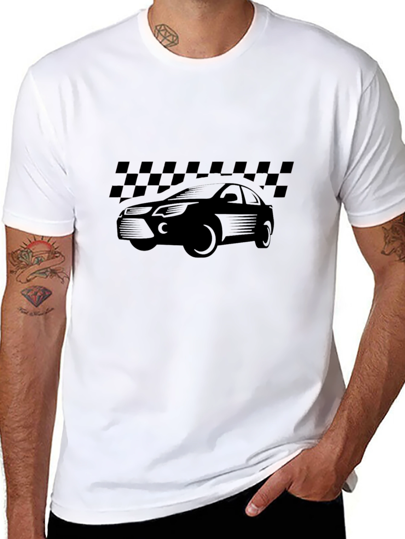 Mens Black Car Graphic T-Shirt
