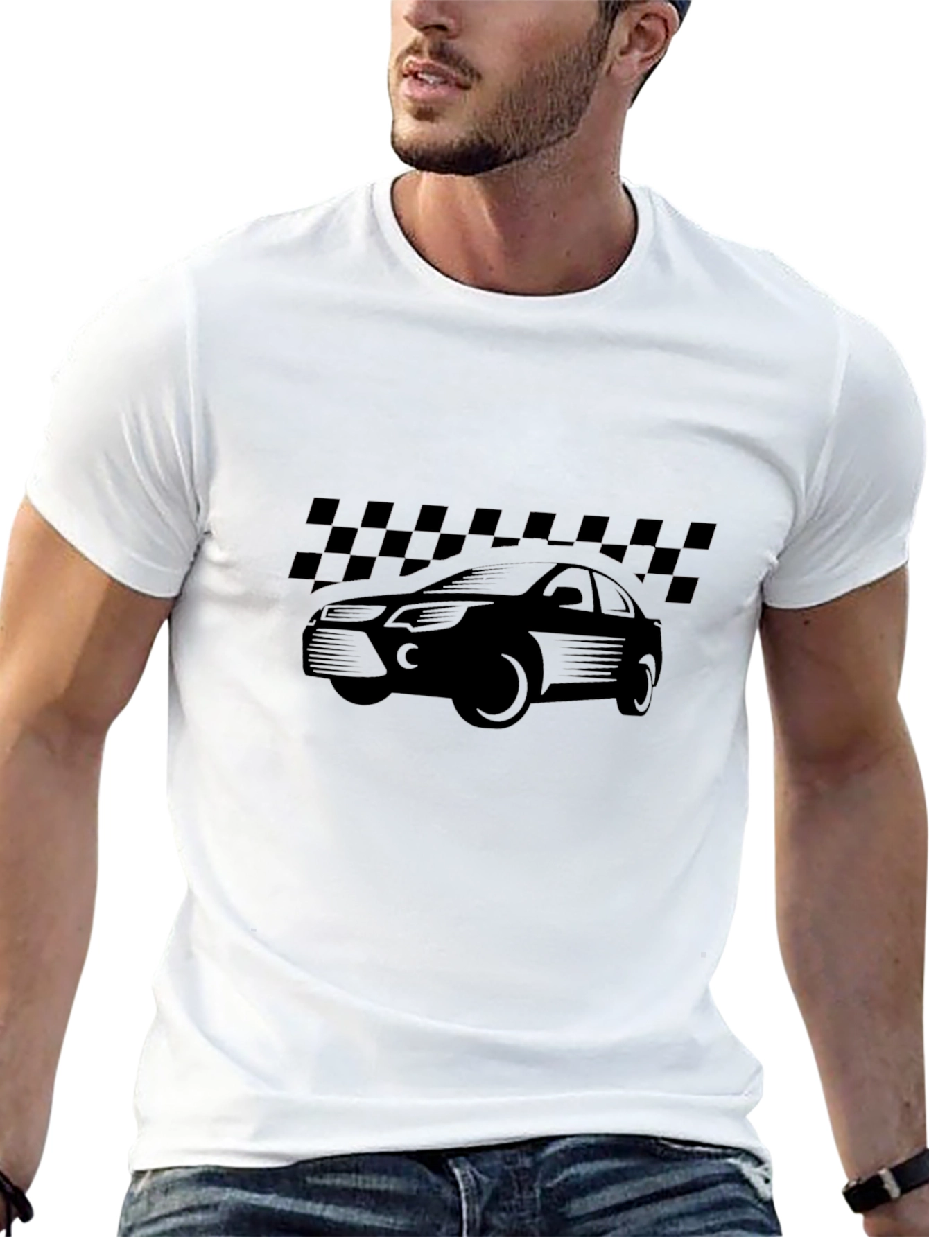 Mens Black Car Graphic T-Shirt
