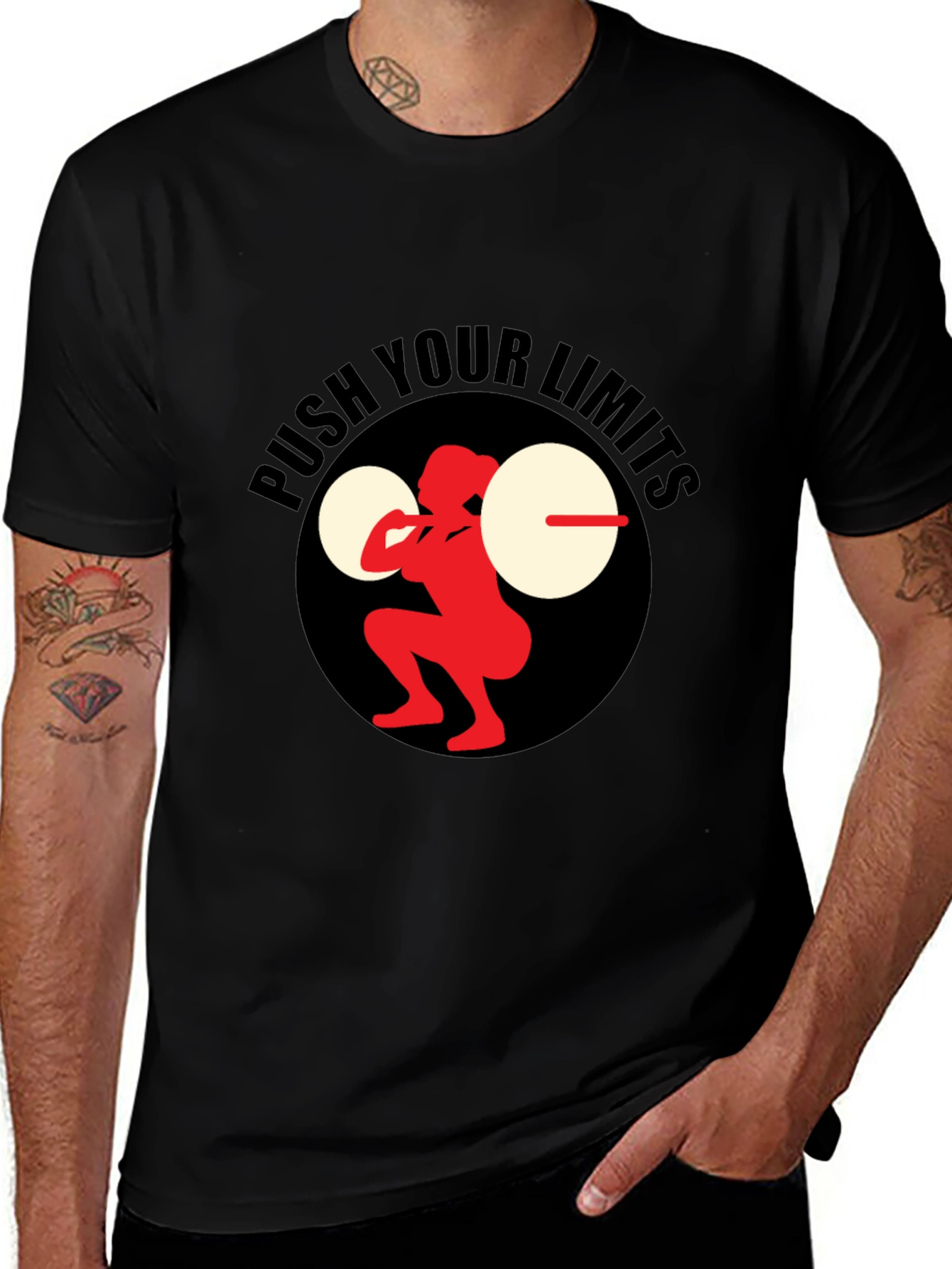 Push Your Limits Black Graphic Tee - Fitness Apparel
