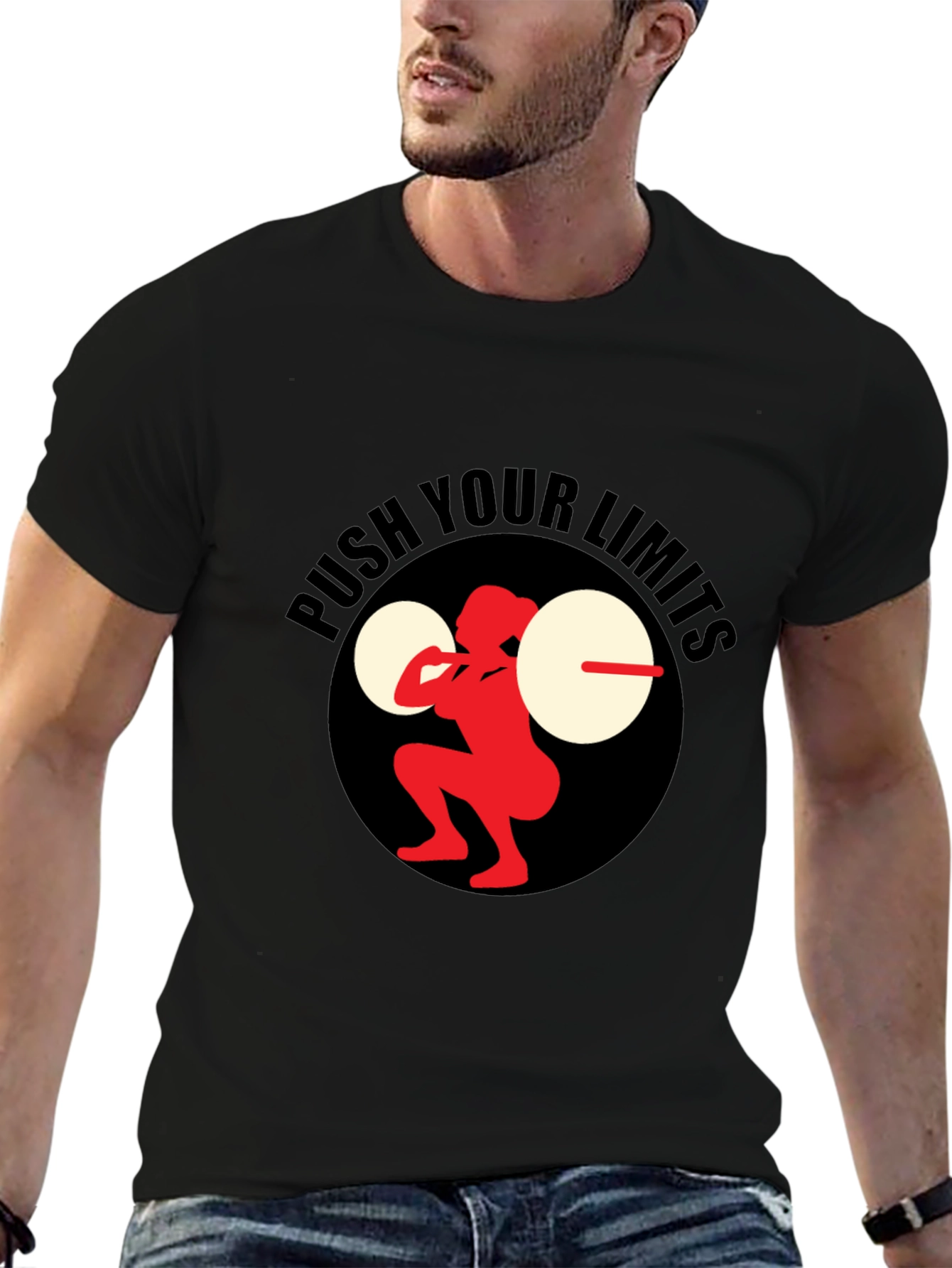 Push Your Limits Black Graphic Tee - Fitness Apparel