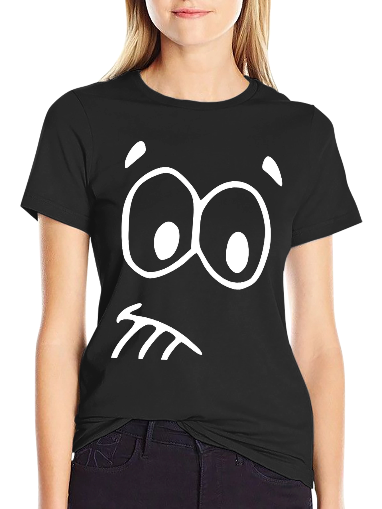 Funny Face Graphic T-Shirt - Black