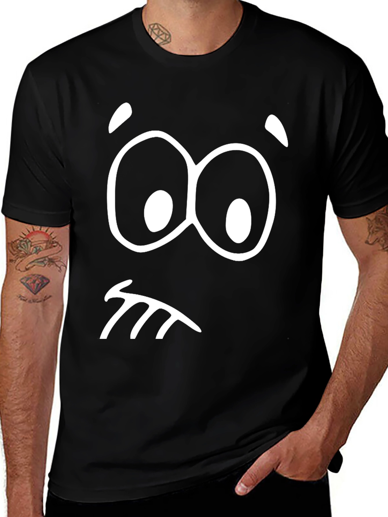 Funny Face Graphic T-Shirt - Black
