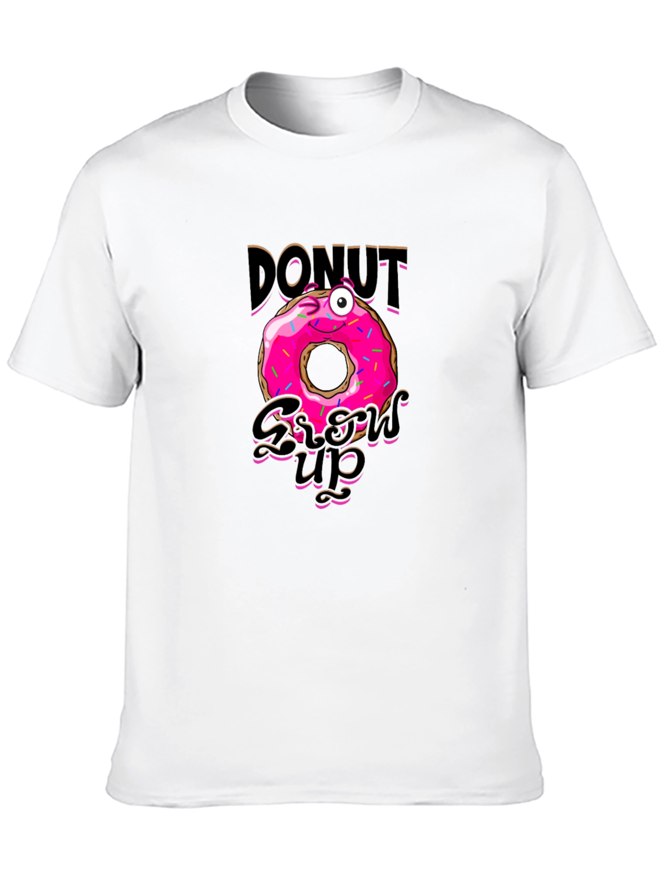 Donut Grow Up Funny Graphic Black T-Shirt