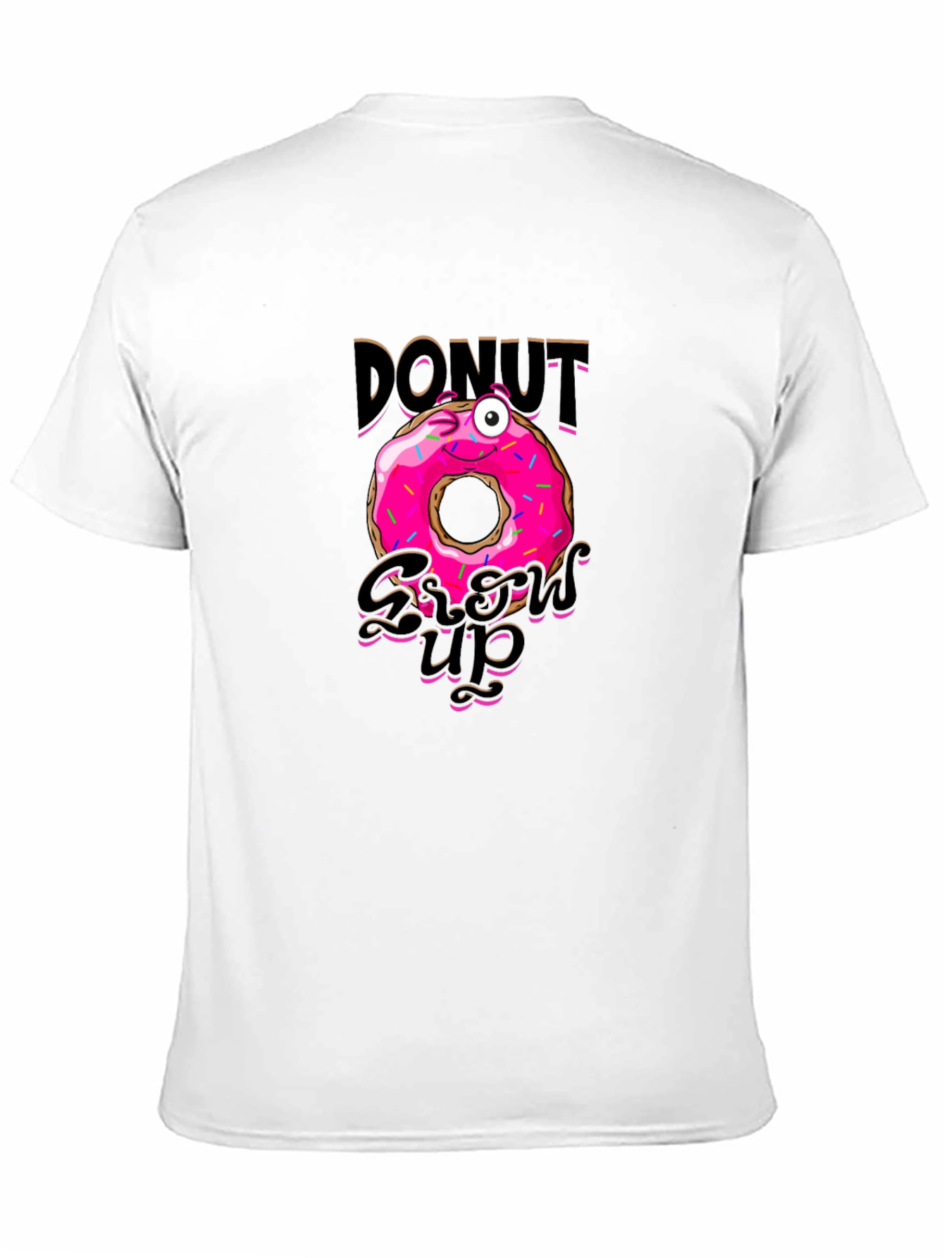 Donut Grow Up Funny Graphic Black T-Shirt