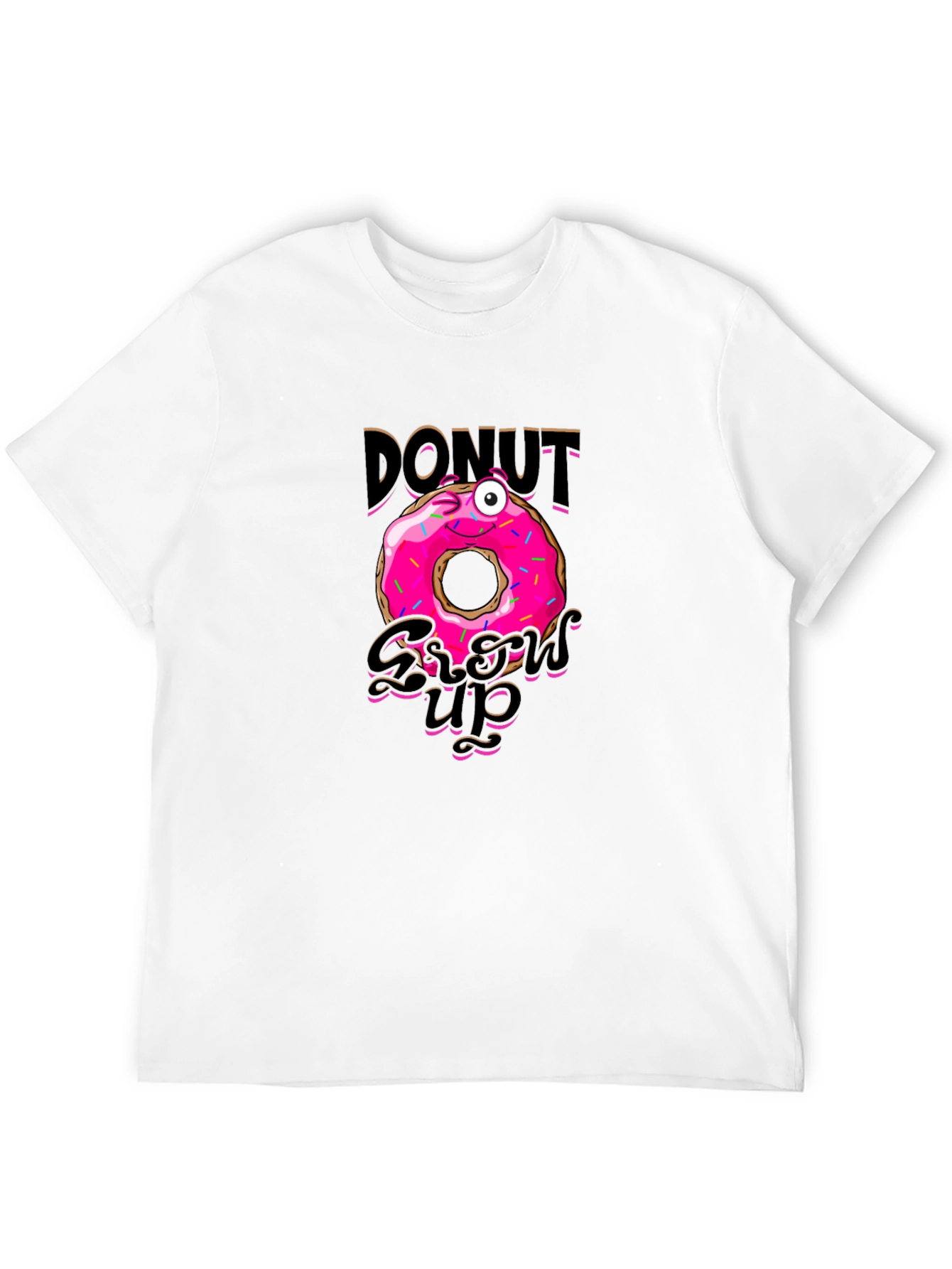 Donut Grow Up Funny Graphic Black T-Shirt