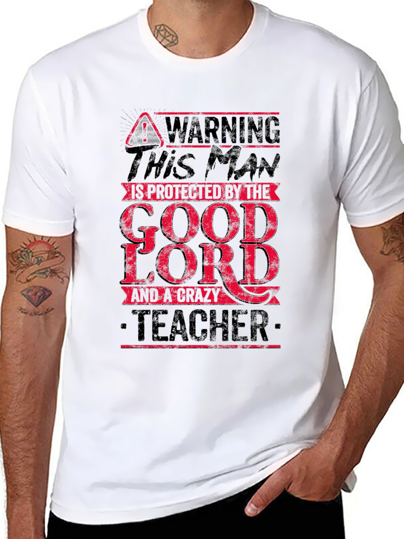 Warning! Protected by God and a Crazy Teacher T-Shirt