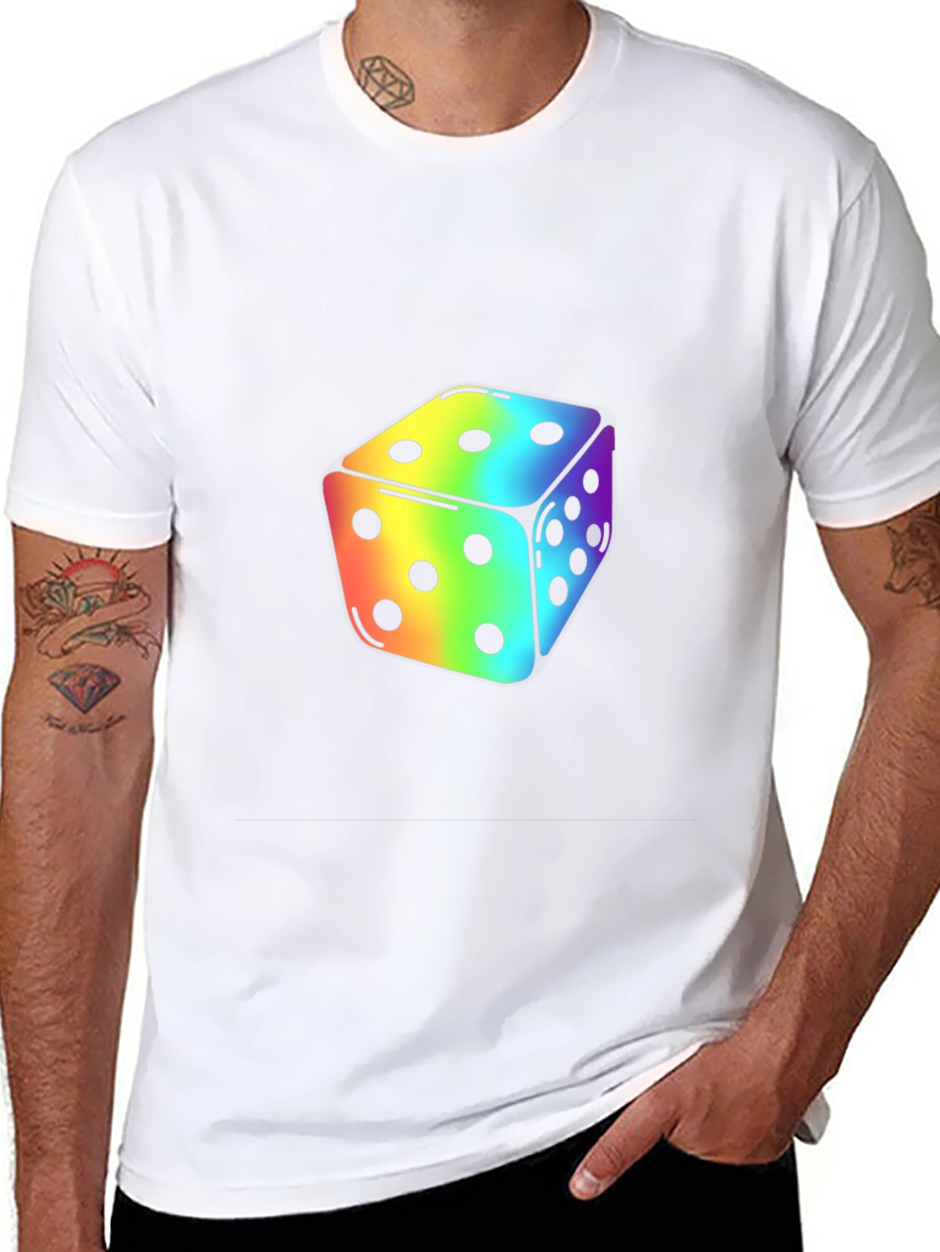 Rainbow Dice Graphic Tee - Stylish Casual Wear