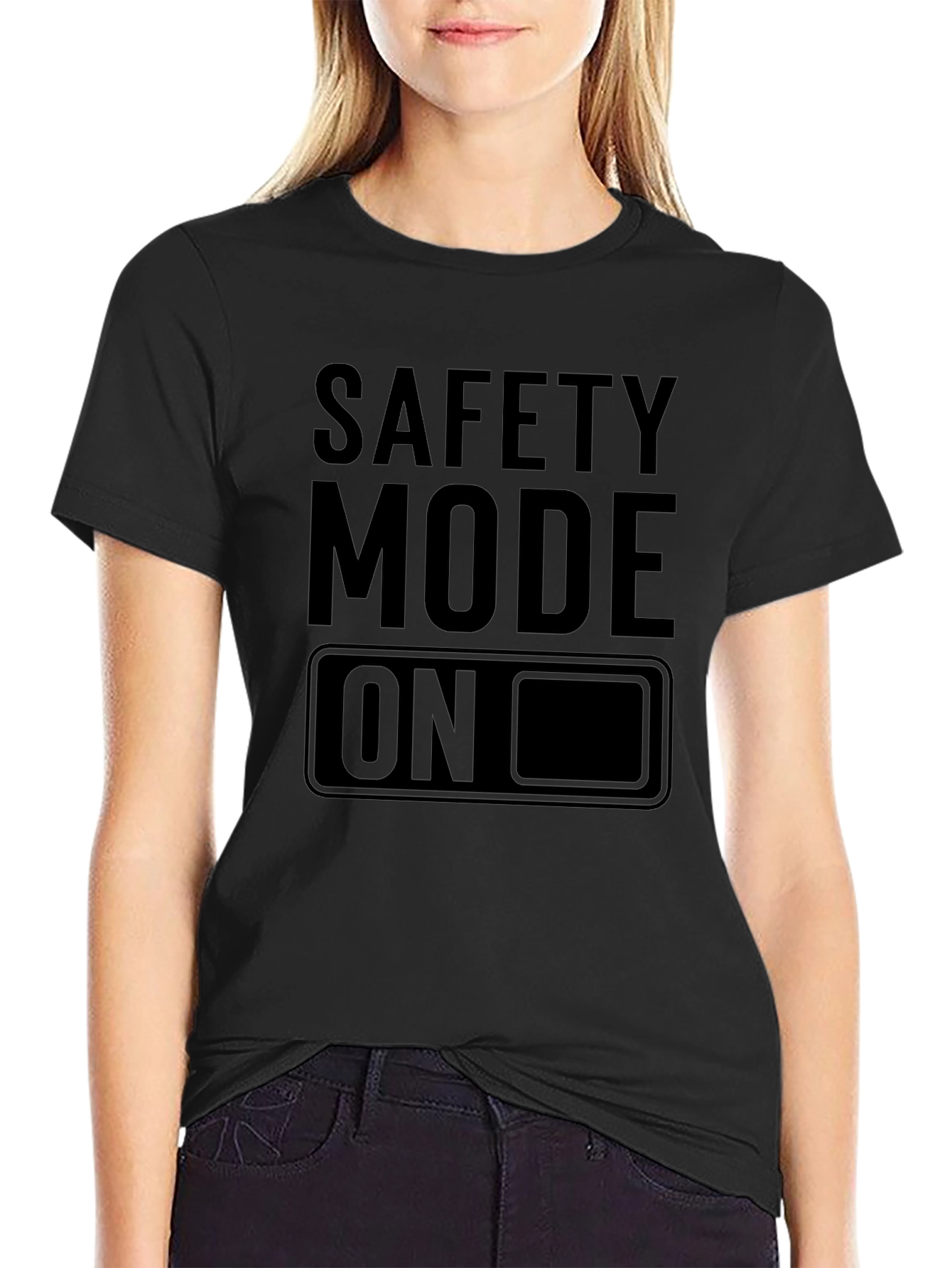 Safety Mode On Black Graphic Tee