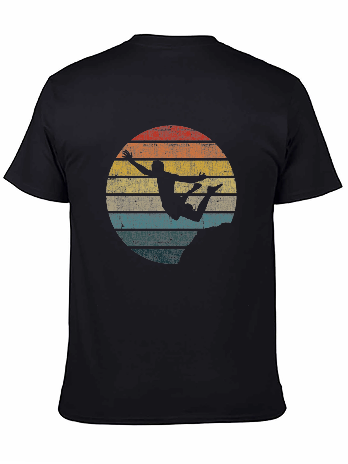 Retro Skydiver Graphic Tee - Black Cotton T-Shirt