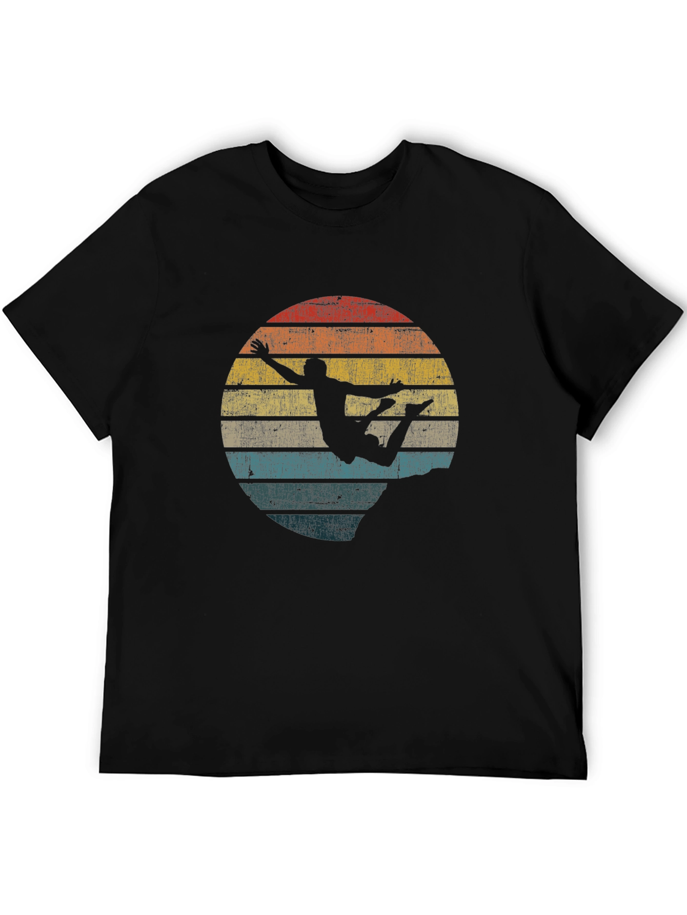 Retro Skydiver Graphic Tee - Black Cotton T-Shirt