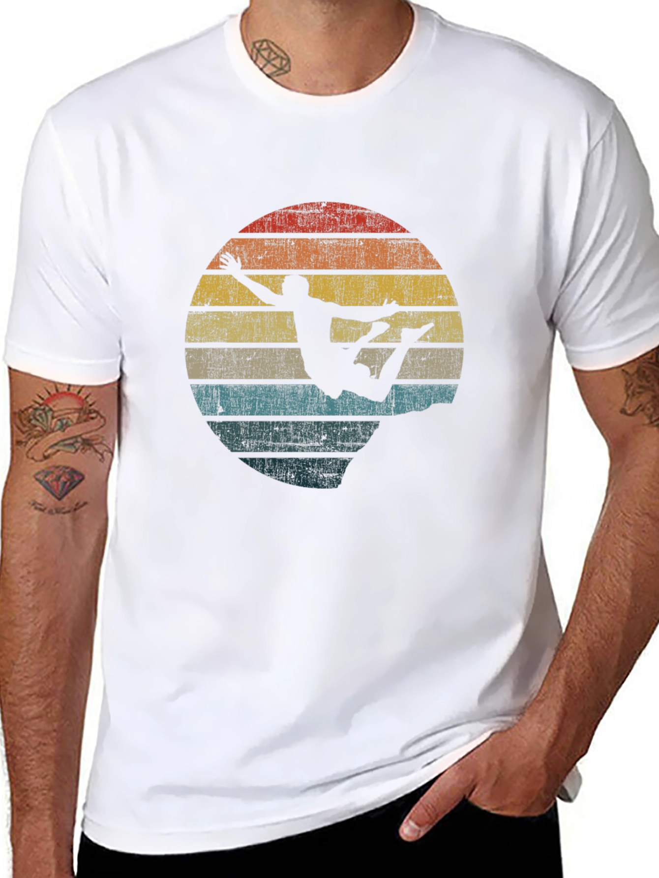 Retro Skydiver Graphic Tee - Black Cotton T-Shirt