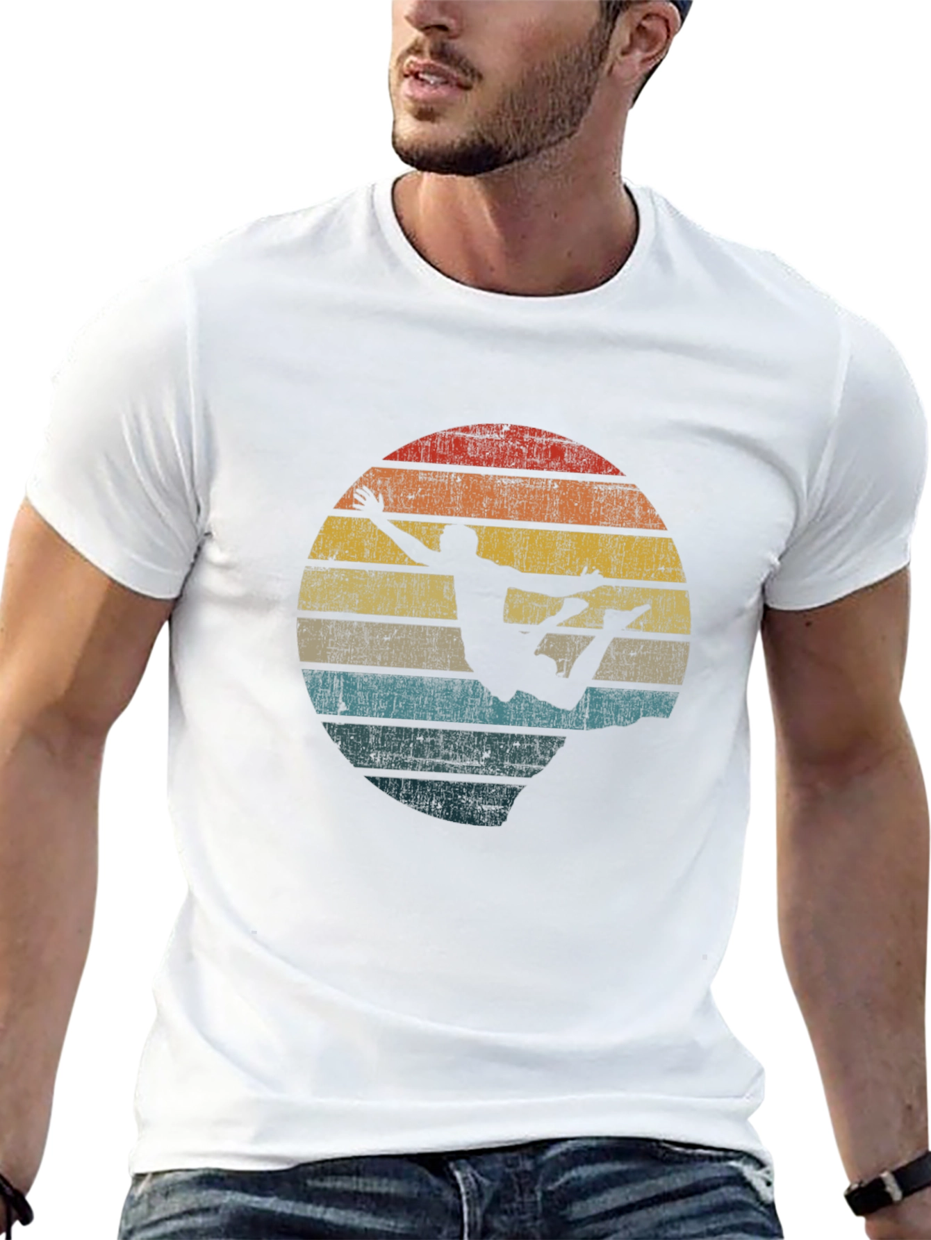 Retro Skydiver Graphic Tee - Black Cotton T-Shirt