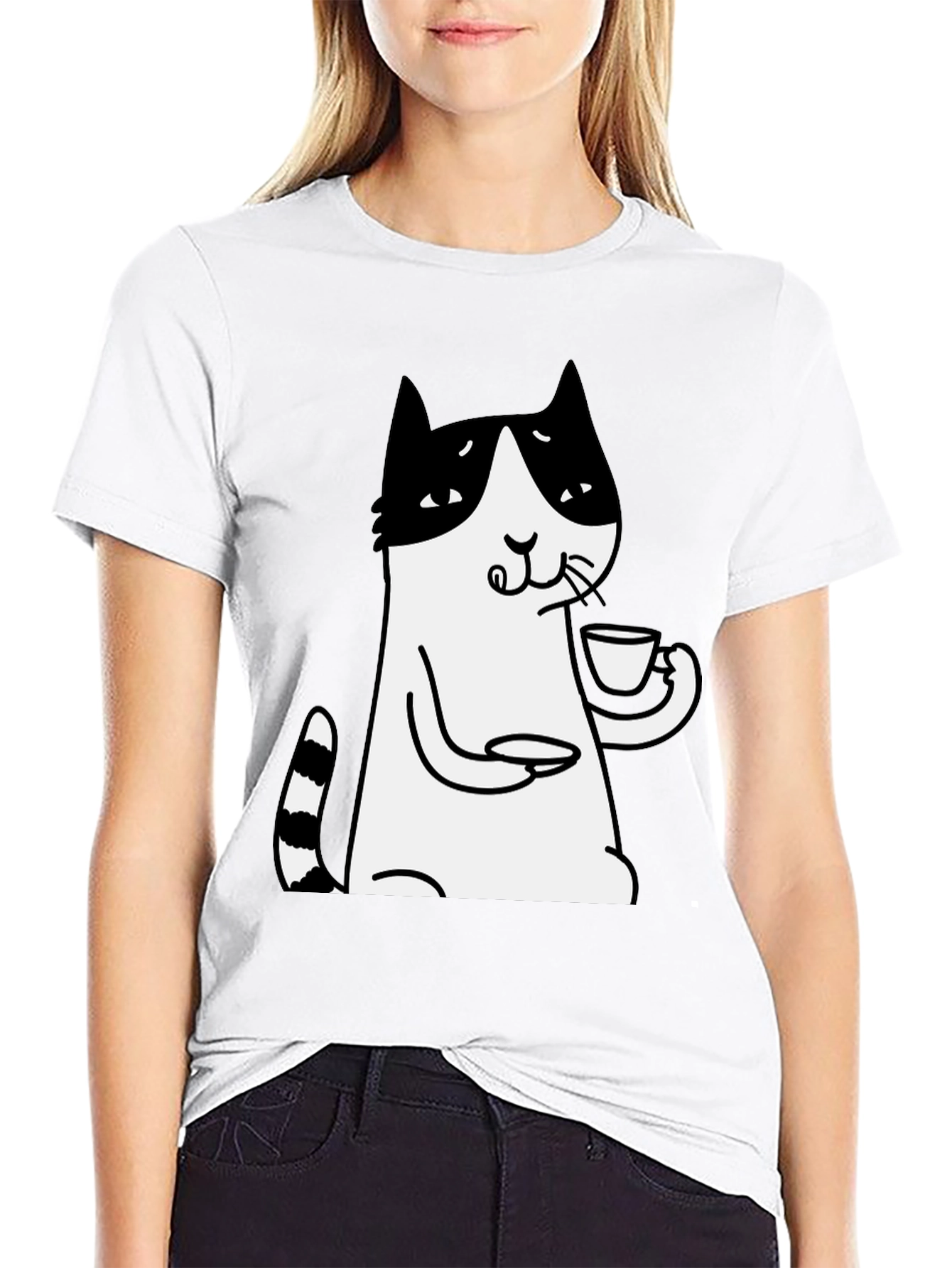 Cat Lover T-Shirt - Drinking Tea Funny Tee