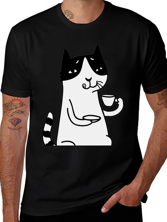 Cat Lover T-Shirt - Drinking Tea Funny Tee