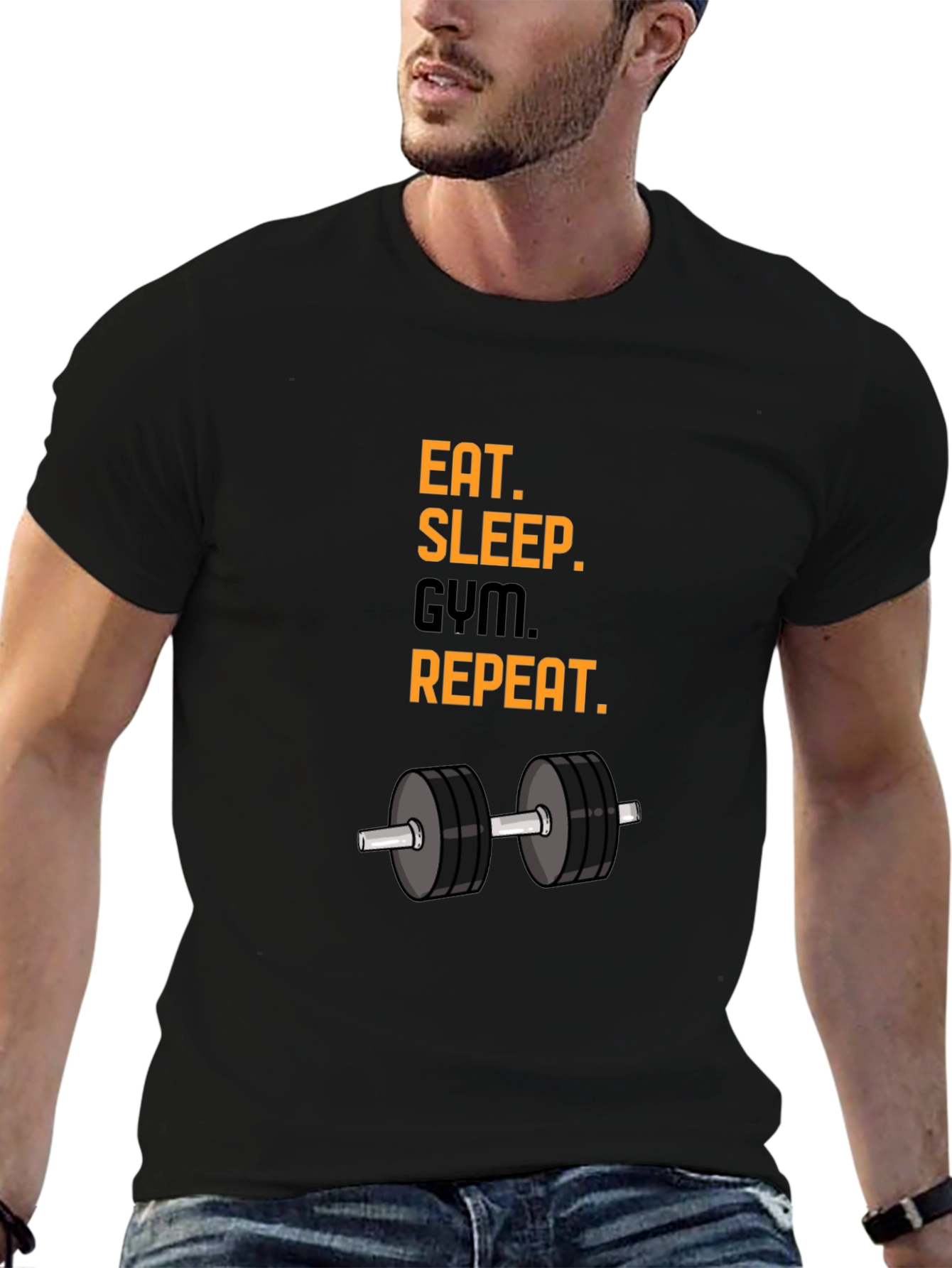 Eat Sleep Gym Repeat T-Shirt - Black