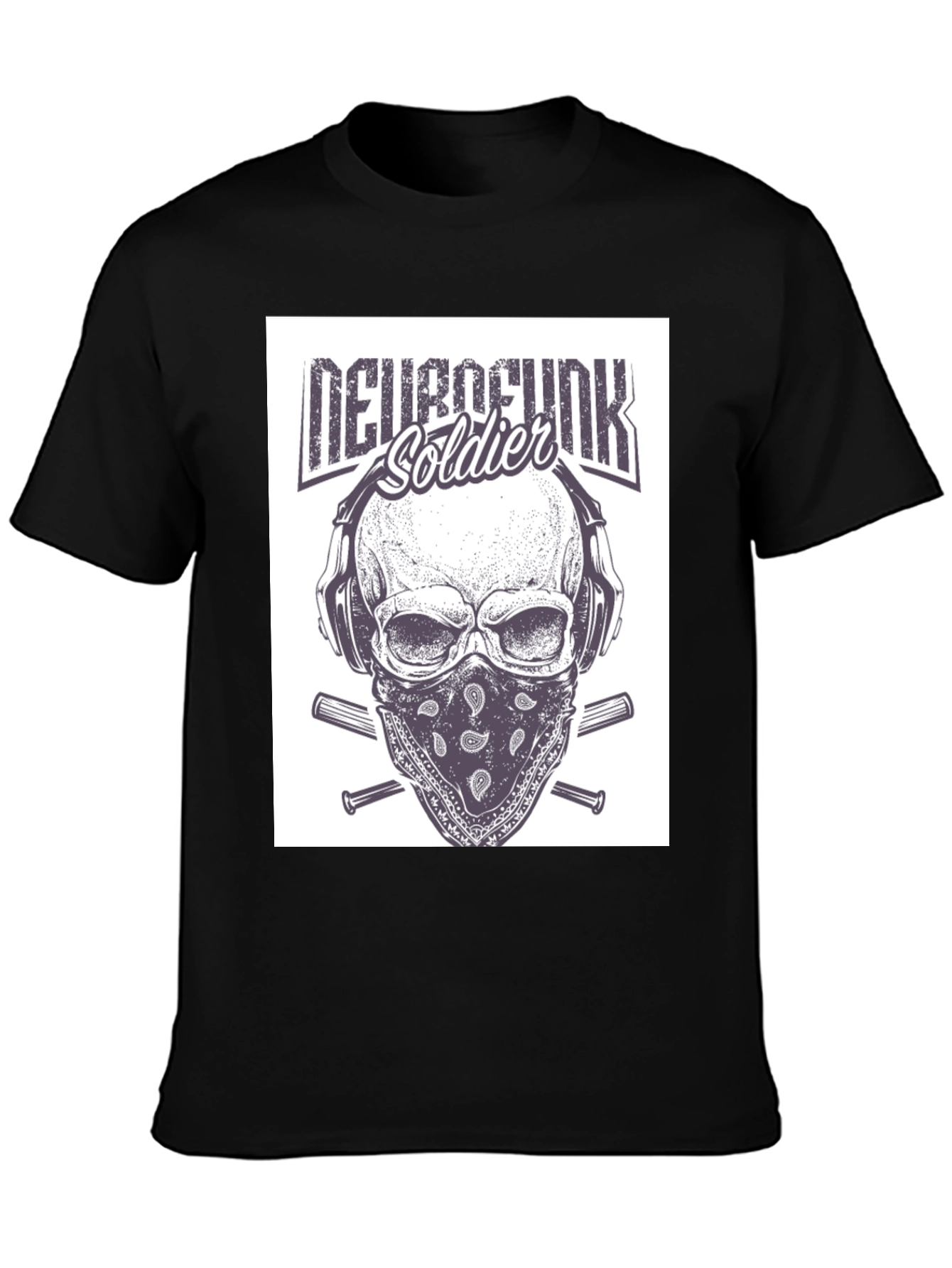 Neurofunk Soldier Graphic T-Shirt - Skull & Headphones Design