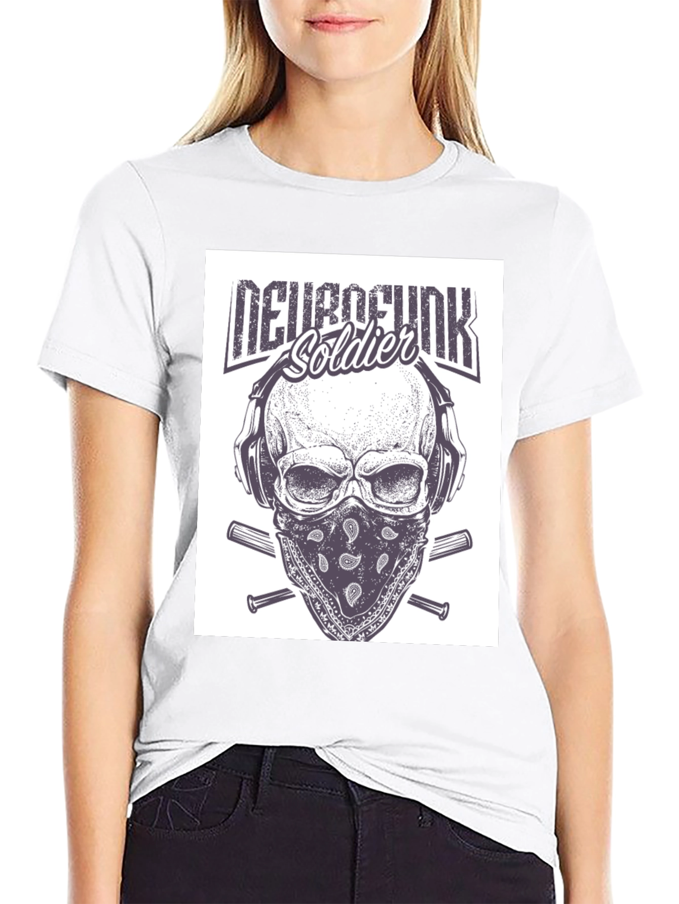 Neurofunk Soldier Graphic T-Shirt - Skull & Headphones Design