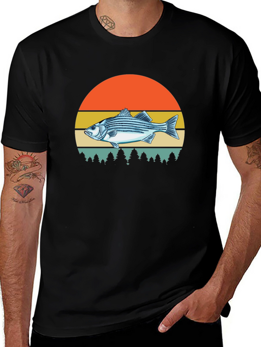 Striped Bass Sunset Graphic Tee - Fishing Shirt