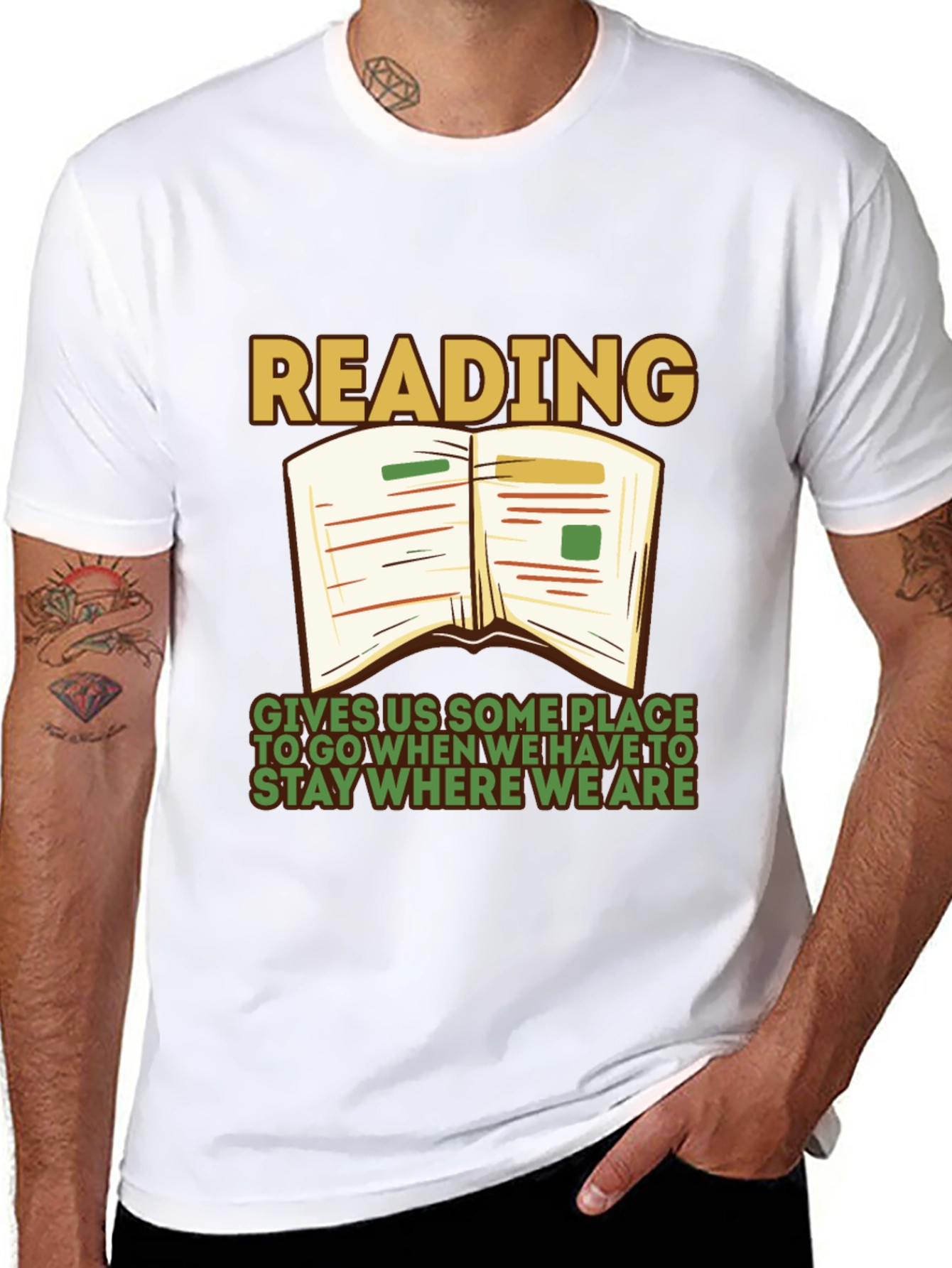 Reading Quote Graphic Tee - Stay Where We Are