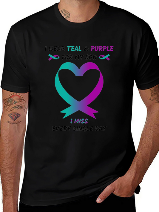 Teal & Purple Ribbon Heart T-Shirt