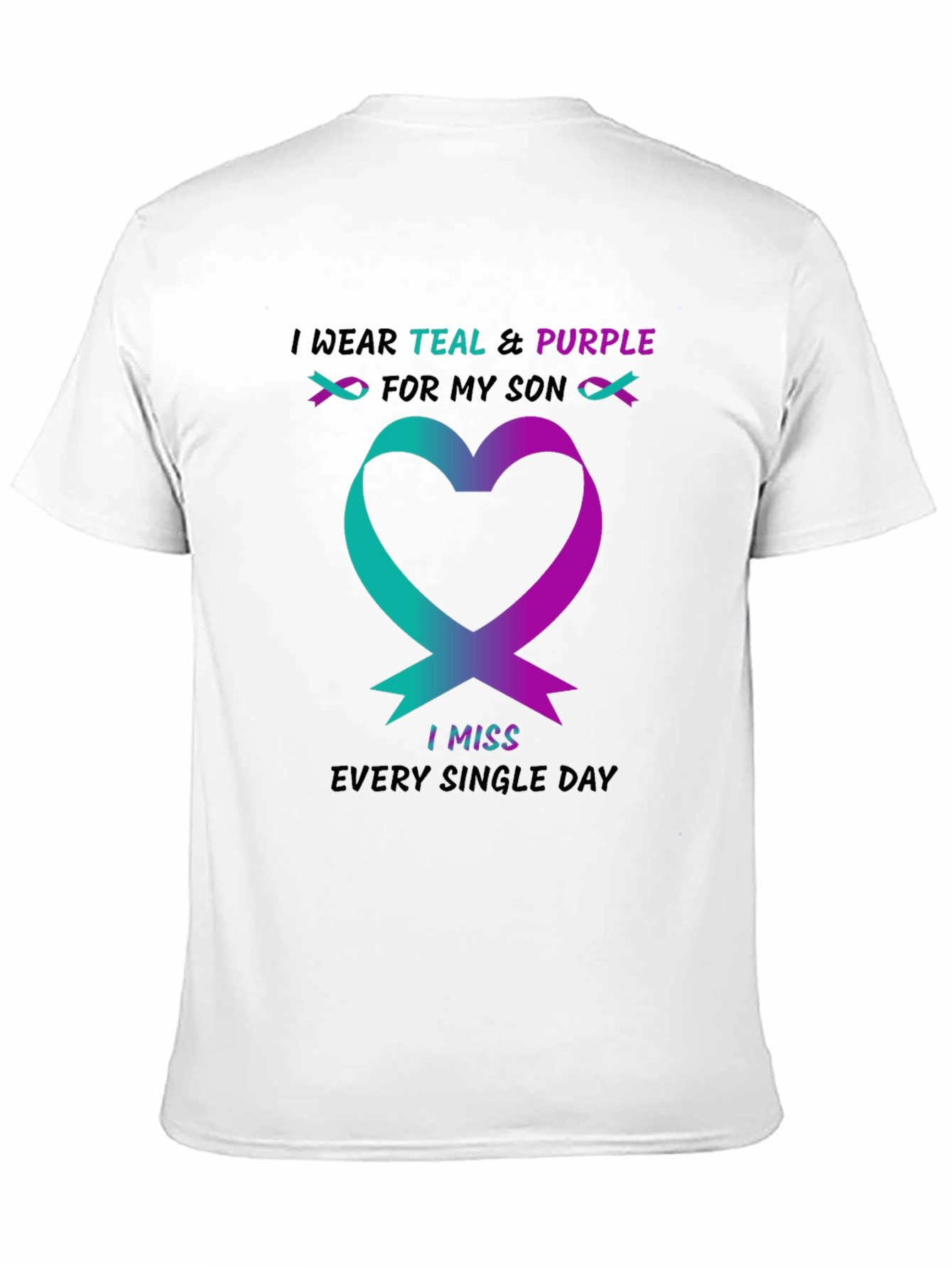 Teal & Purple Ribbon Heart T-Shirt