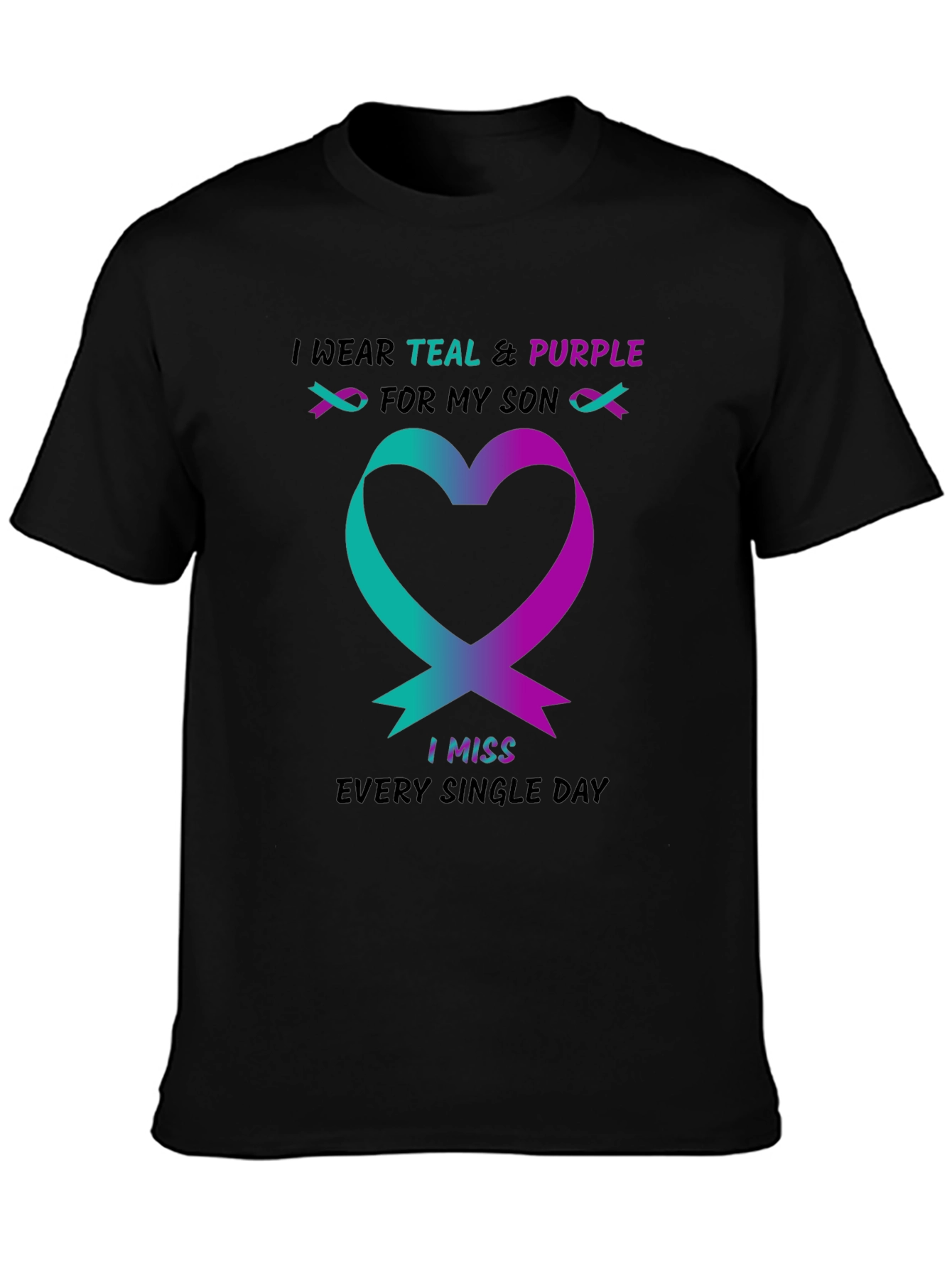 Teal & Purple Ribbon Heart T-Shirt