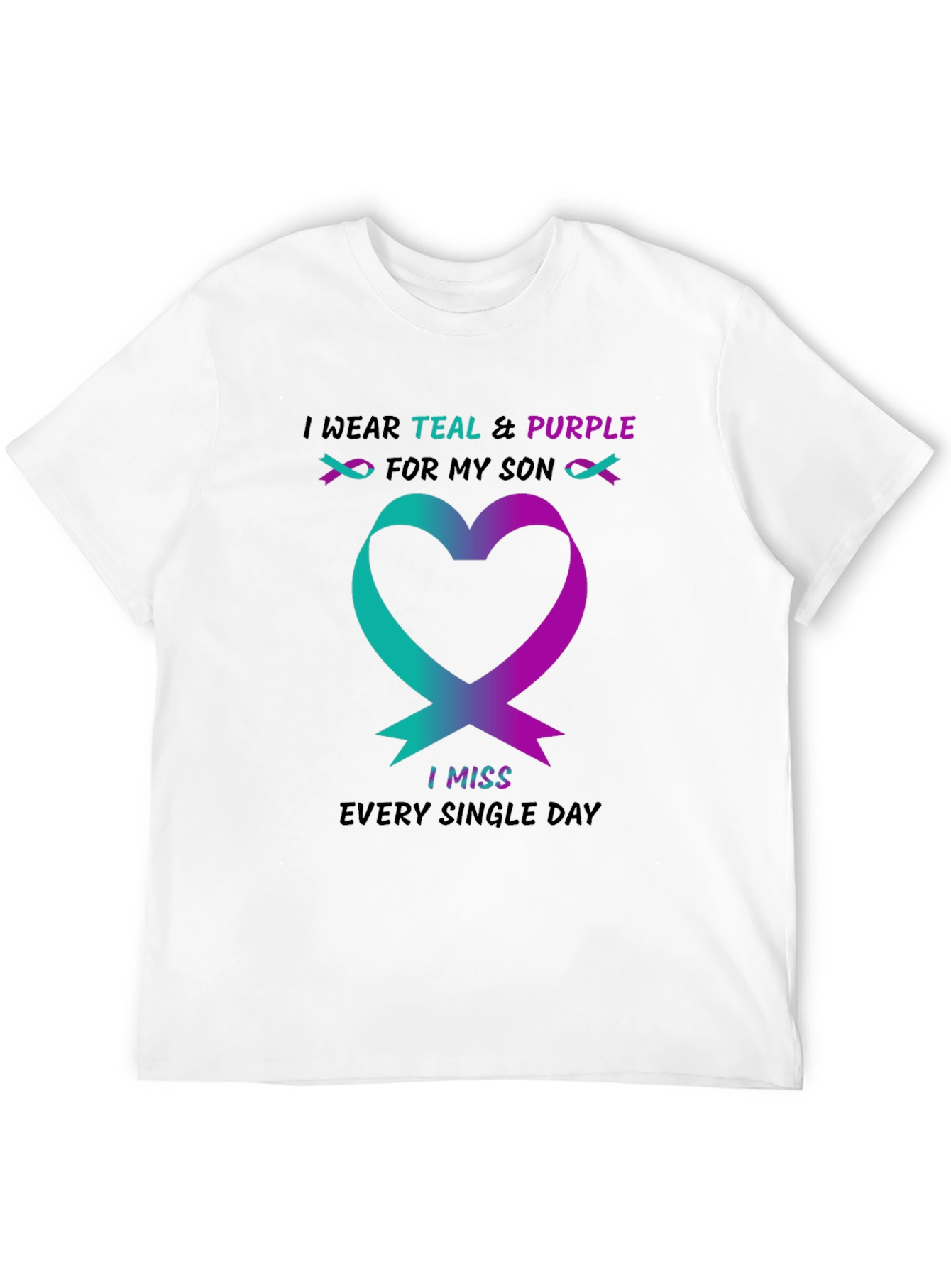 Teal & Purple Ribbon Heart T-Shirt