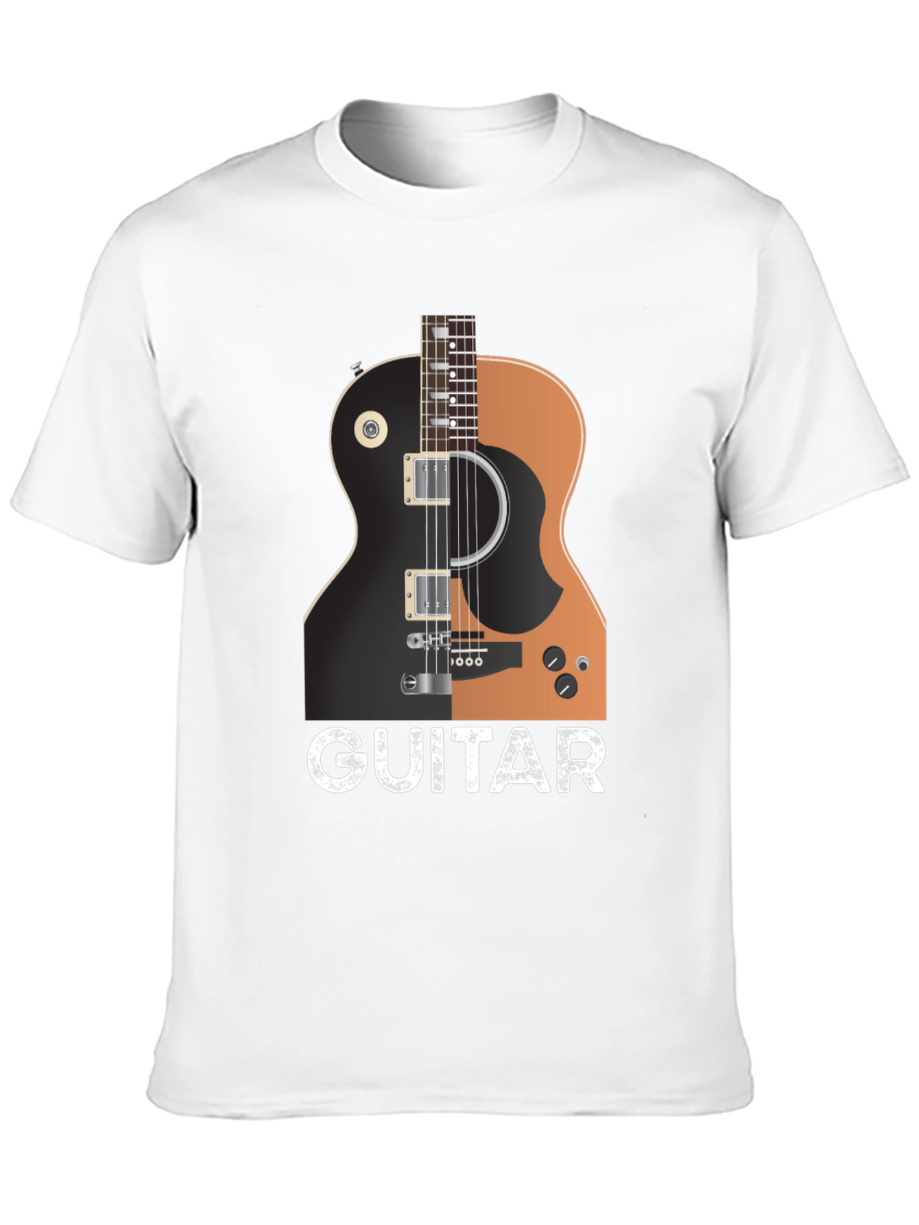 Guitar Graphic Print Black T-Shirt