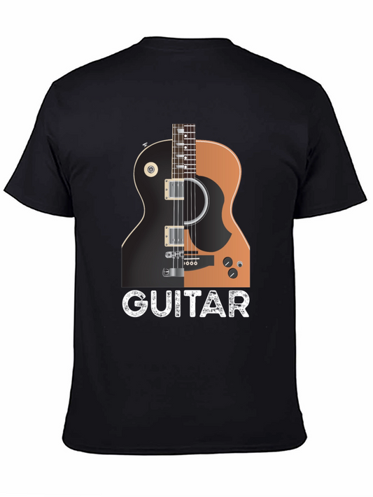 Guitar Graphic Print Black T-Shirt