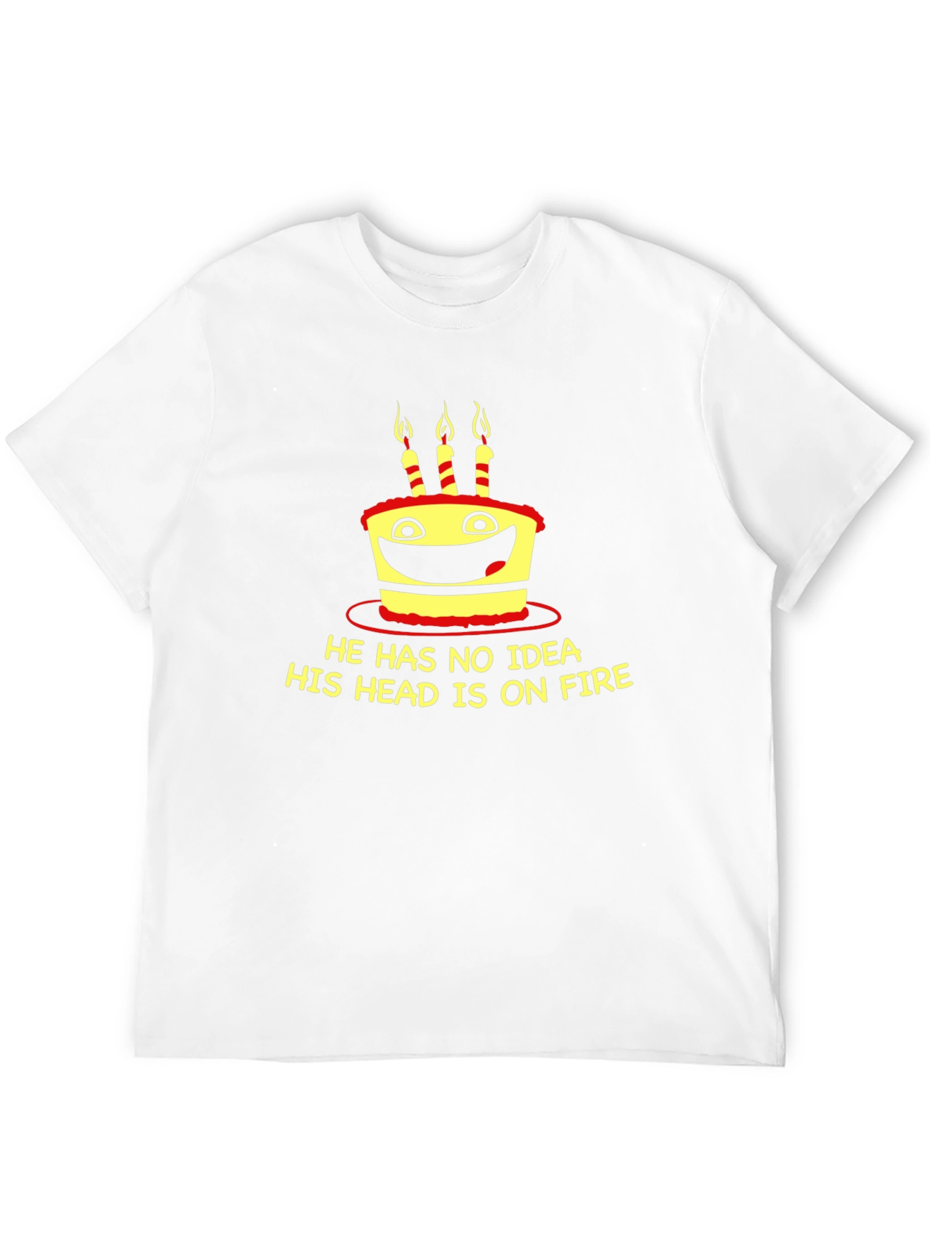 Funny Birthday Cake On Fire Graphic T-Shirt