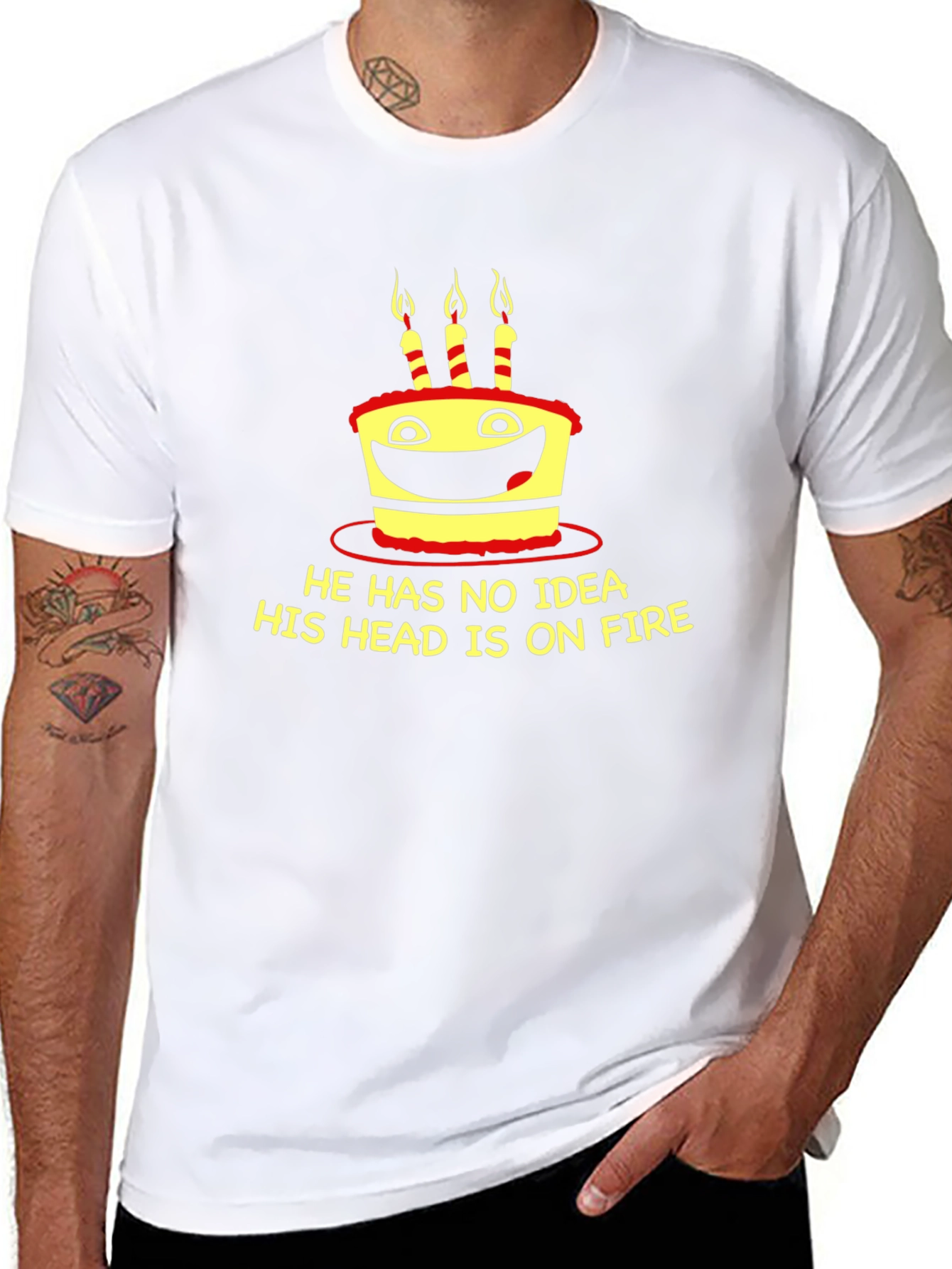 Funny Birthday Cake On Fire Graphic T-Shirt