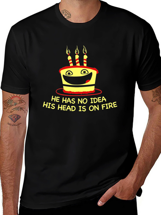 Funny Birthday Cake On Fire Graphic T-Shirt