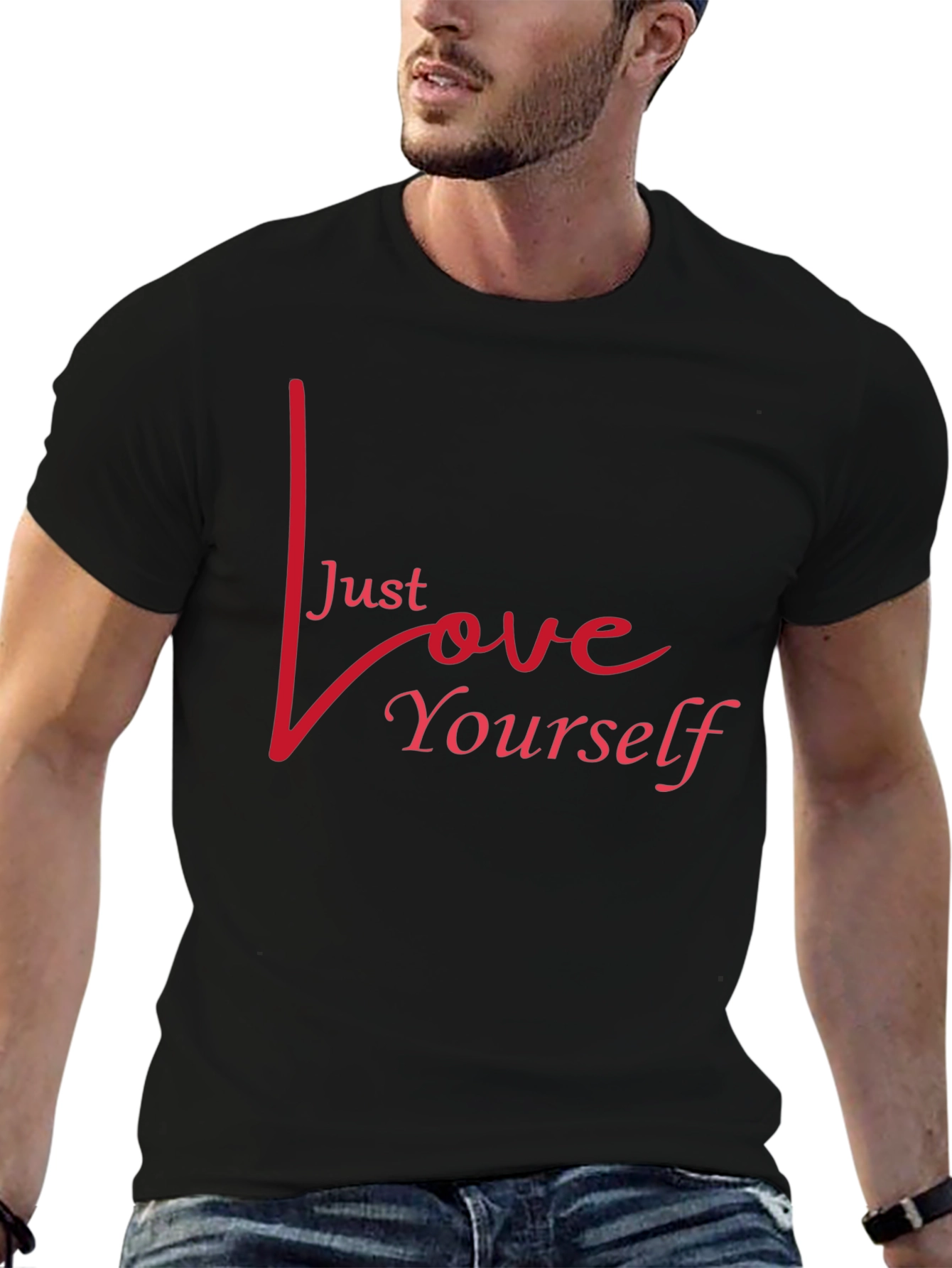 Just Love Yourself Graphic Tee - Stylish Black Shirt