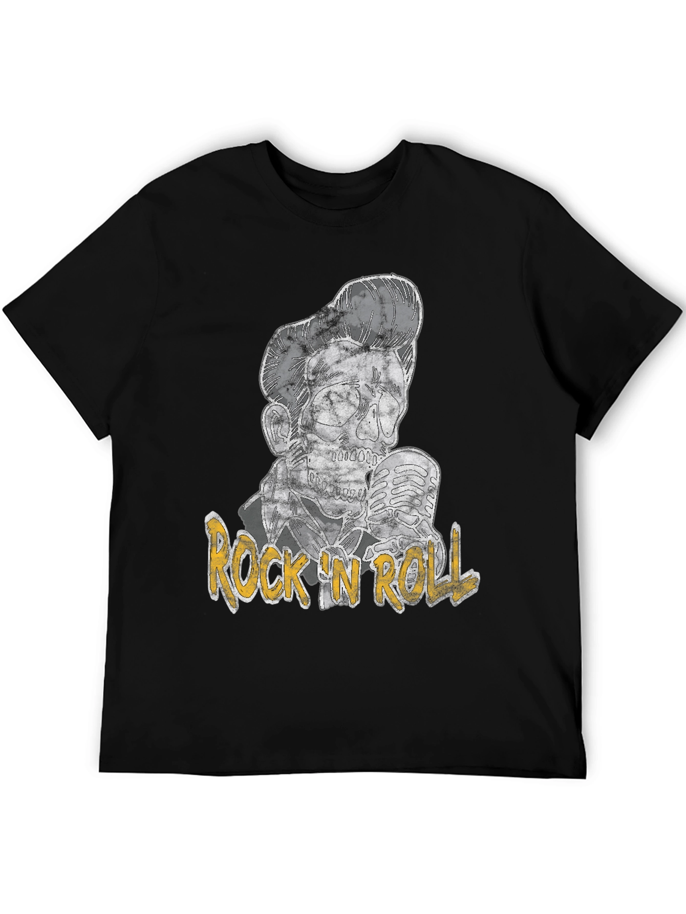 Rock n Roll Skeleton Graphic Black T-Shirt