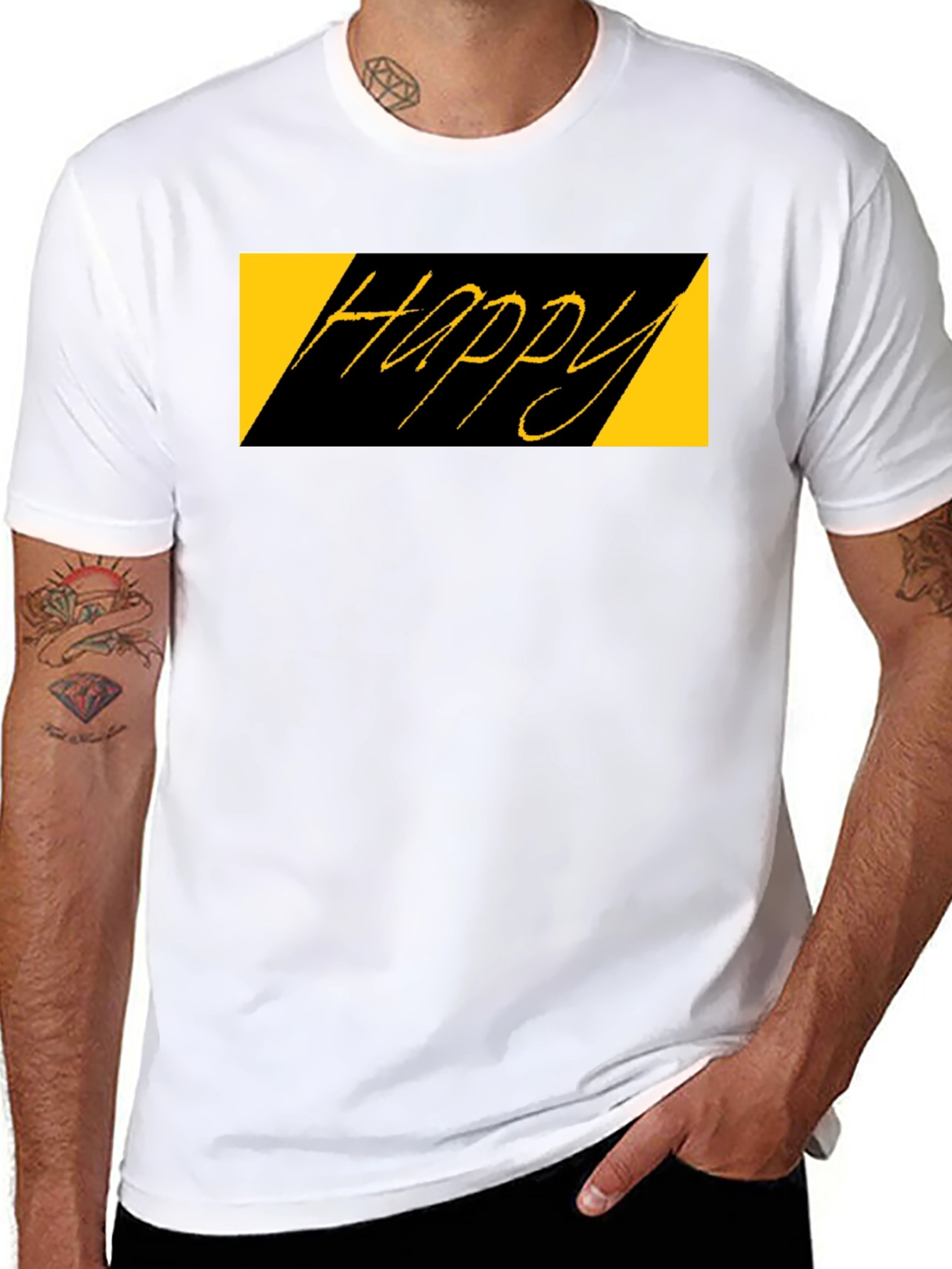 Happy Graphic Black T-Shirt - Casual Style
