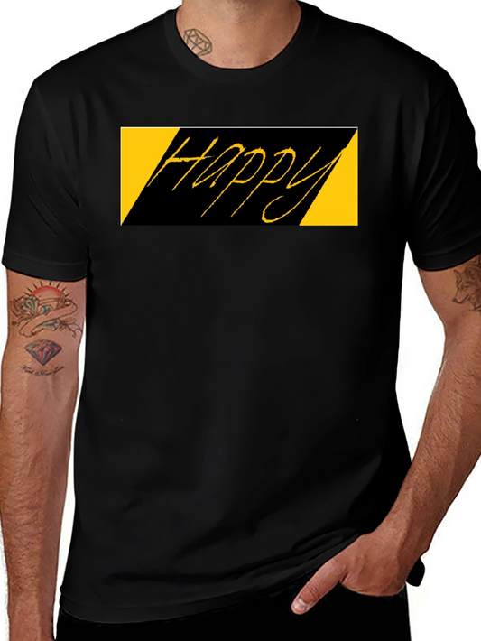 Happy Graphic Black T-Shirt - Casual Style