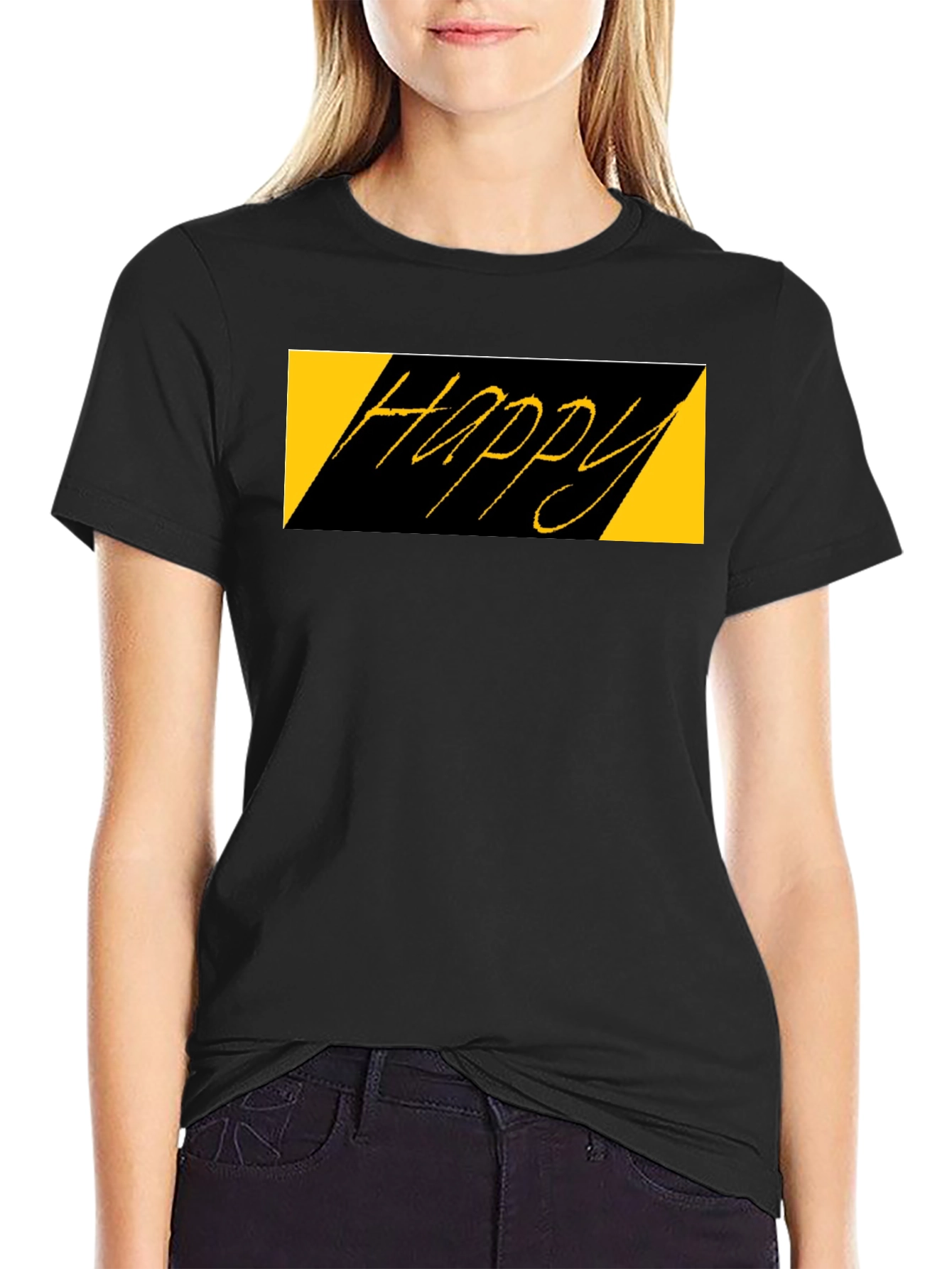 Happy Graphic Black T-Shirt - Casual Style