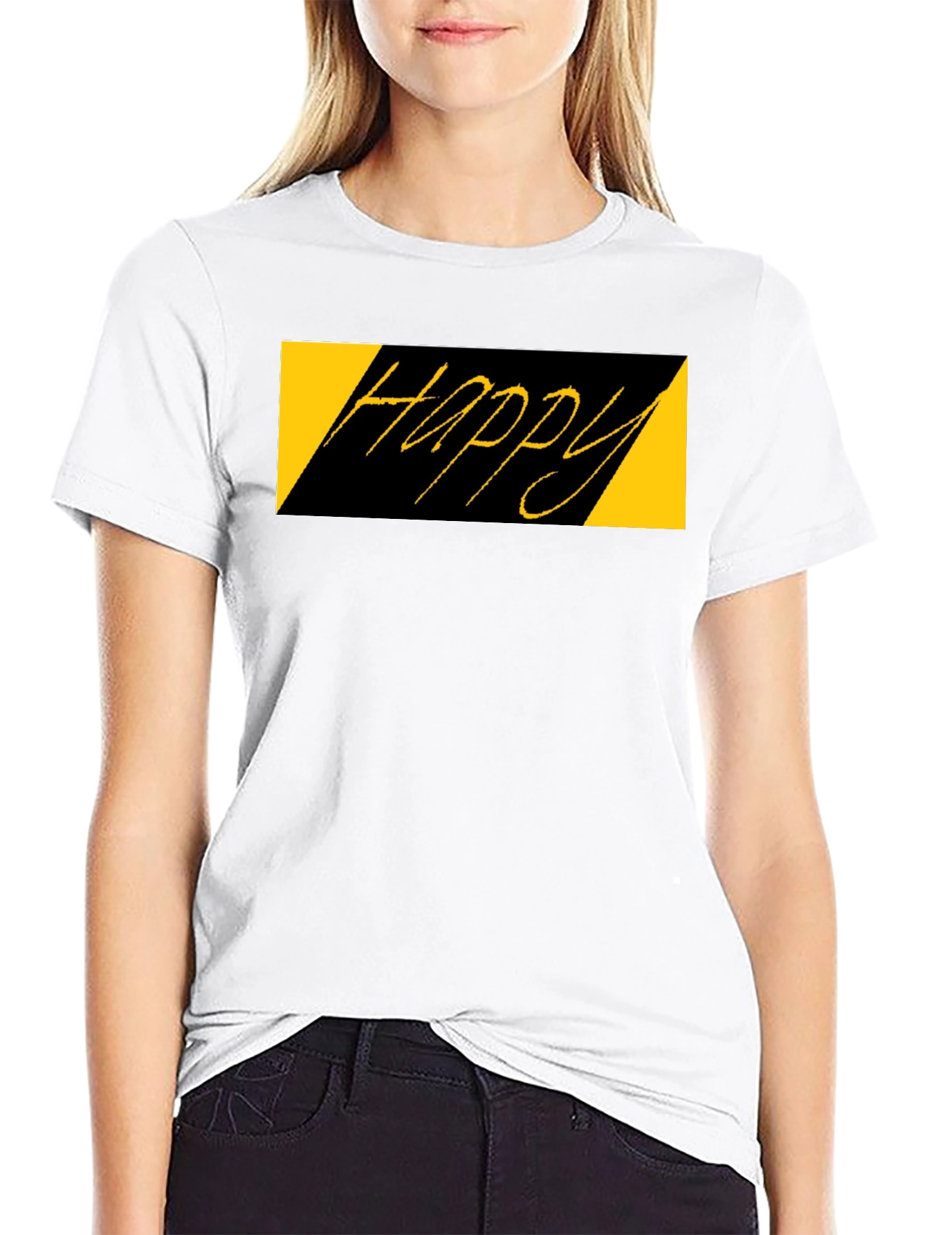 Happy Graphic Black T-Shirt - Casual Style