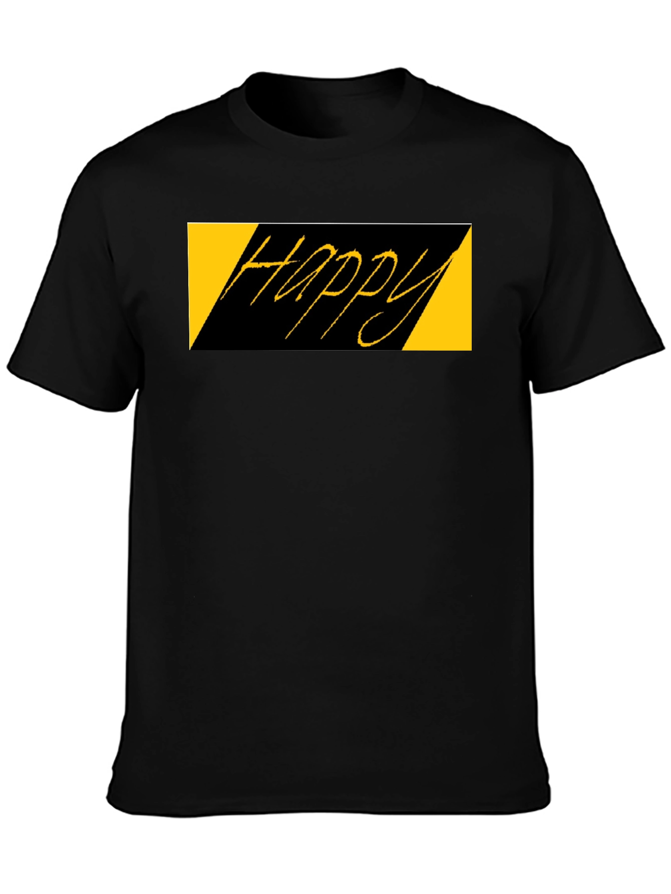 Happy Graphic Black T-Shirt - Casual Style