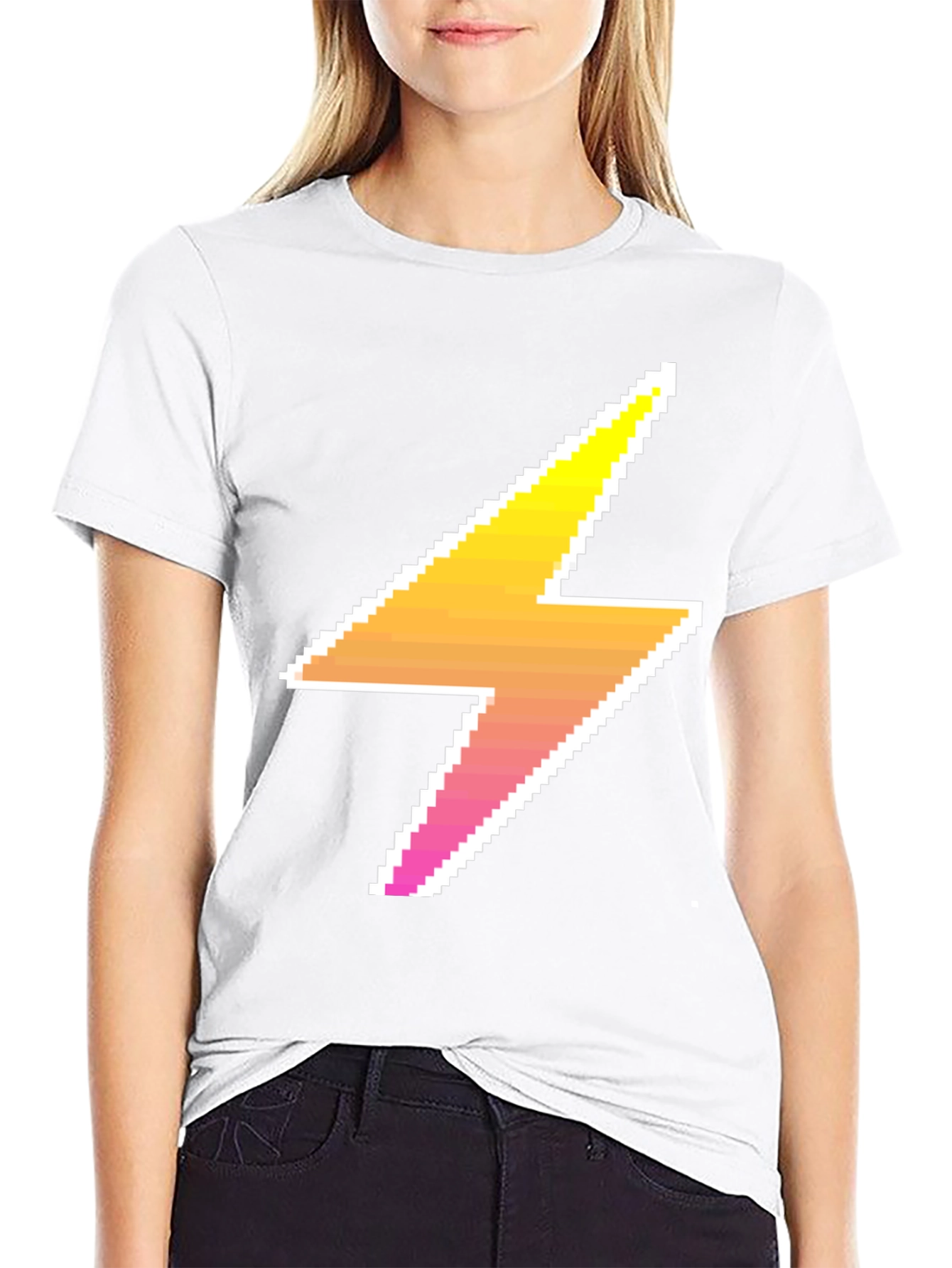 Pixel Lightning Bolt Black Tee