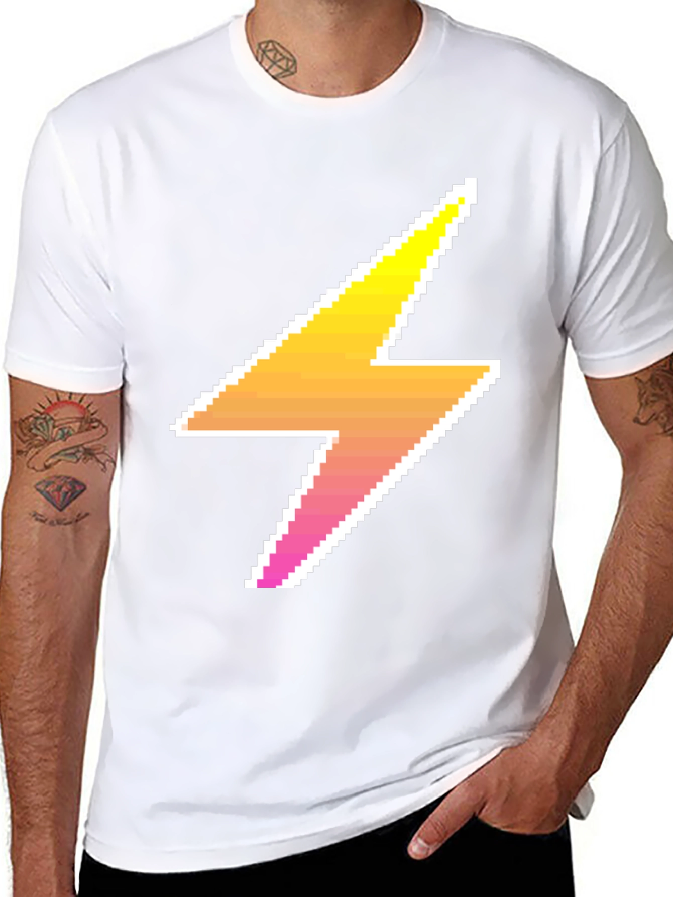 Pixel Lightning Bolt Black Tee