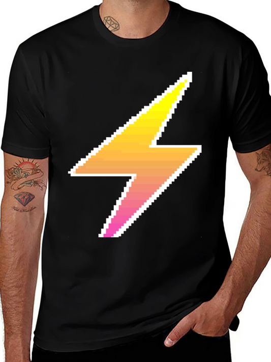 Pixel Lightning Bolt Black Tee