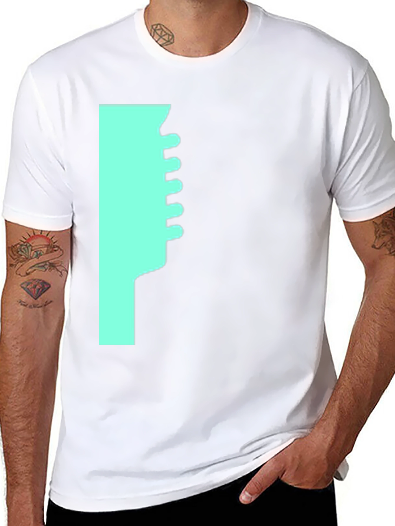 Modern Graphic T-Shirt - Teal Abstract Design