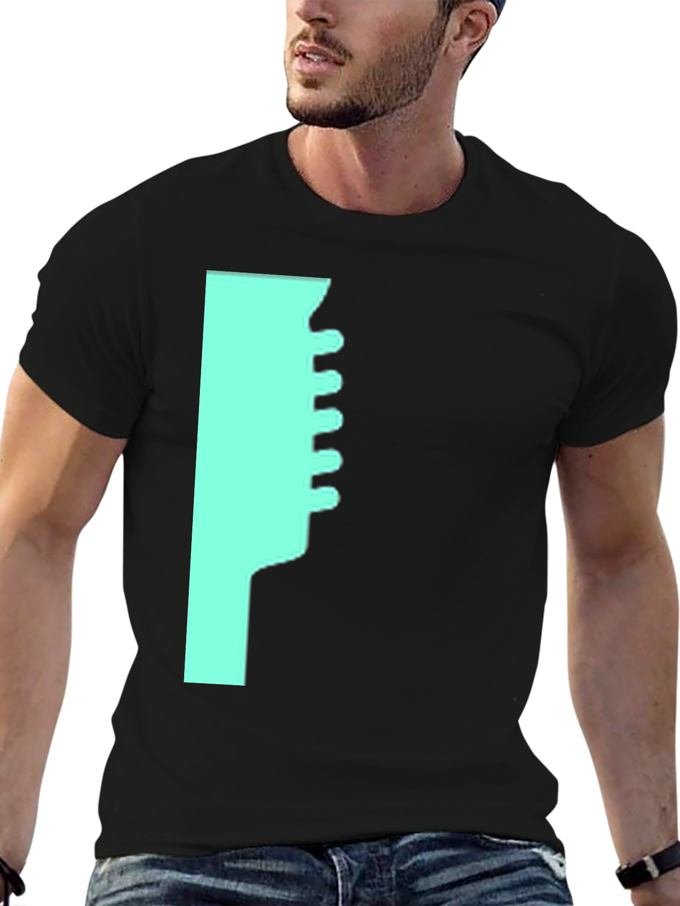 Modern Graphic T-Shirt - Teal Abstract Design