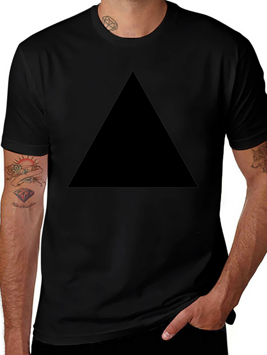 Mens Black T-Shirt with Geometric Triangle Design