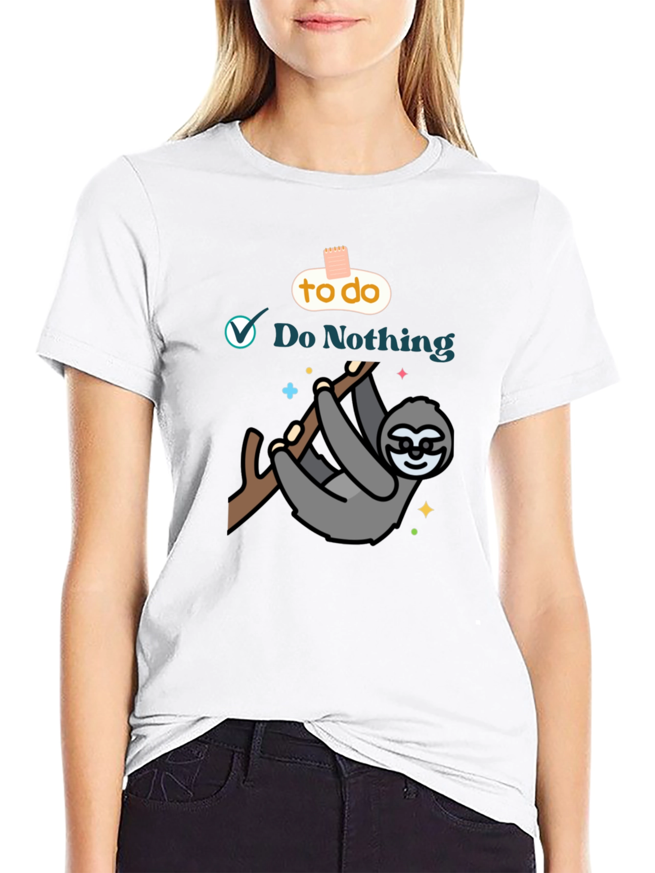 Lazy Sloth Do Nothing Graphic T-Shirt