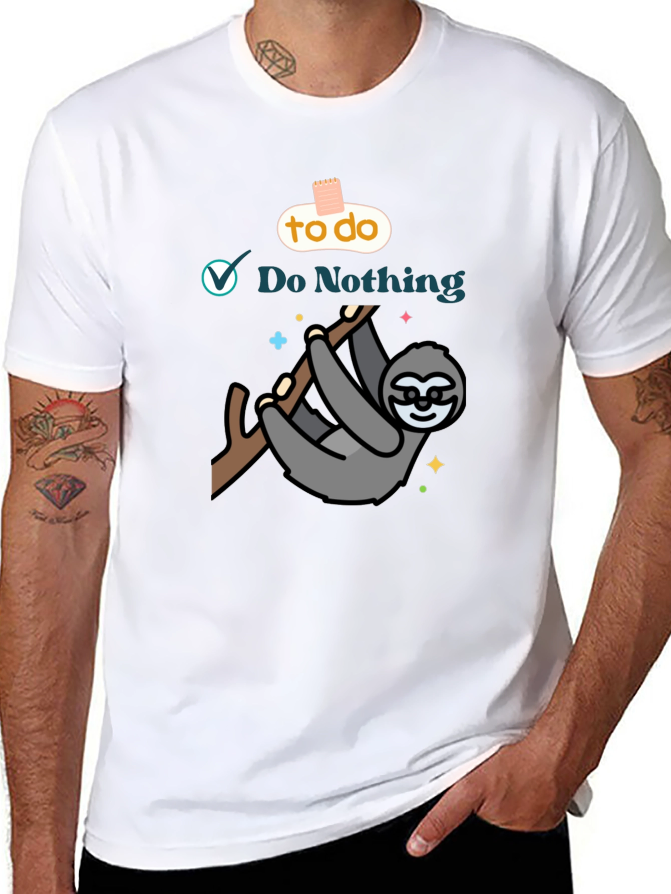 Lazy Sloth Do Nothing Graphic T-Shirt