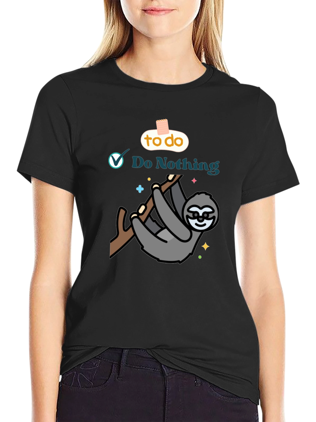 Lazy Sloth Do Nothing Graphic T-Shirt